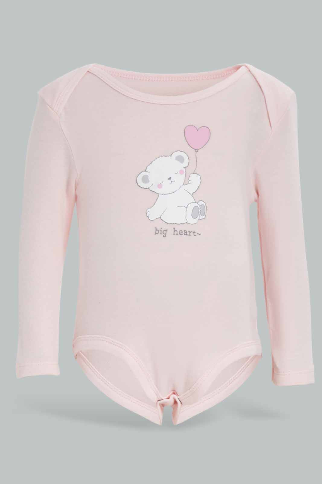 Redtag-Pink-5-pack-body-suit-Category:Bodysuits,-Colour:Apricot,-Deals:New-In,-Dept:New-Born,-Filter:Baby-(0-to-12-Mths),-NBG-Bodysuits,-New-In-NBG-APL,-Non-Sale,-Section:Girls-(0-to-14Yrs),-W22A-Baby-0 to 12 Months