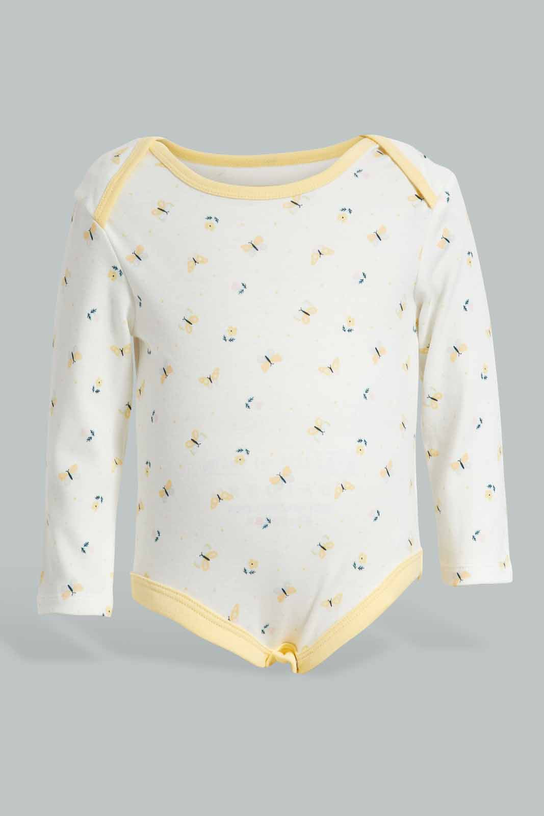 Redtag-Yellow-5-pack-body-suit-Category:Bodysuits,-Colour:Yellow,-Deals:New-In,-Filter:Baby-(0-to-12-Mths),-NBB-Bodysuits,-New-In-NBB-APL,-Non-Sale,-Section:Boys-(0-to-14Yrs),-W22A-Baby-0 to 12 Months