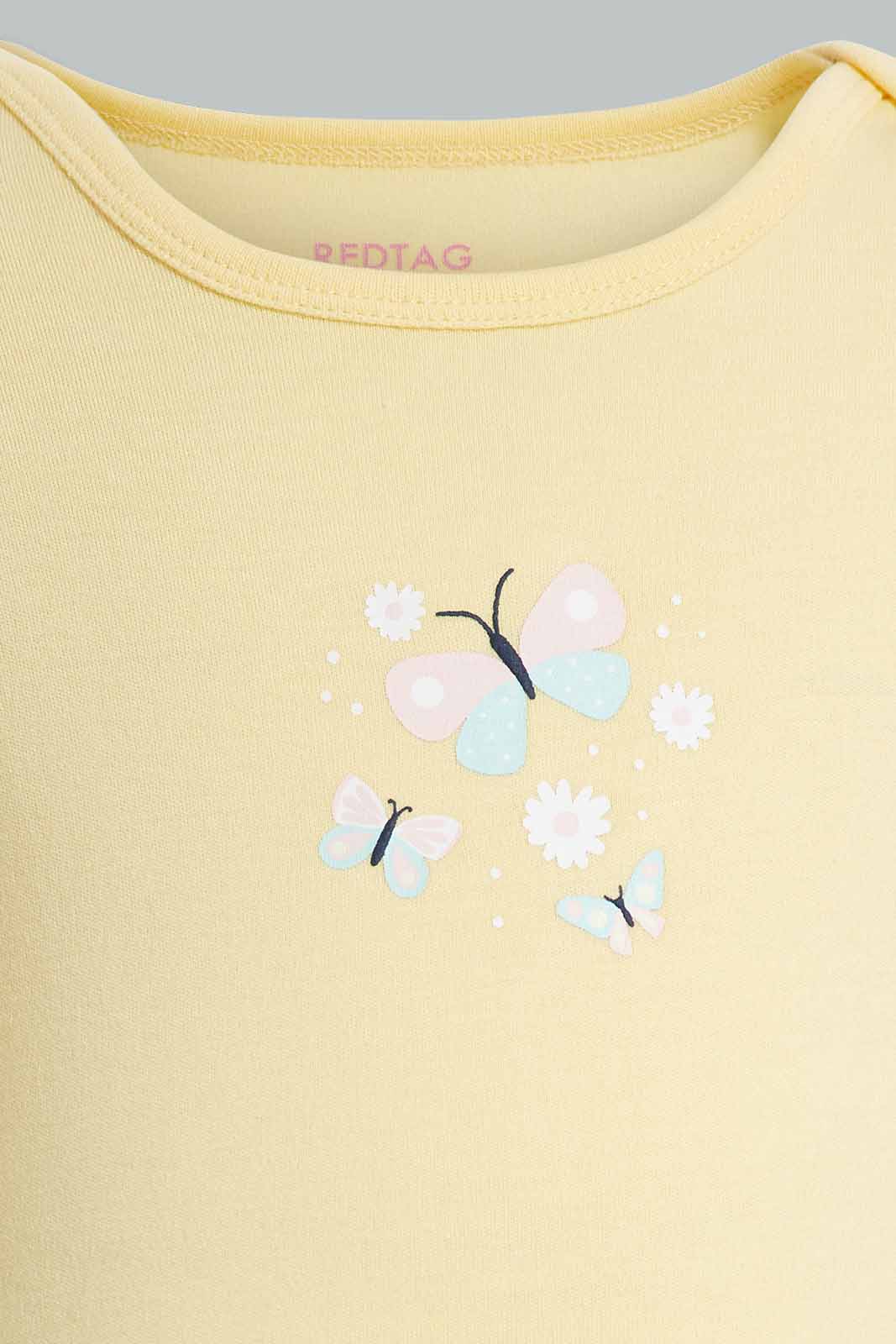 Redtag-Yellow-5-pack-body-suit-Category:Bodysuits,-Colour:Yellow,-Deals:New-In,-Filter:Baby-(0-to-12-Mths),-NBB-Bodysuits,-New-In-NBB-APL,-Non-Sale,-Section:Boys-(0-to-14Yrs),-W22A-Baby-0 to 12 Months