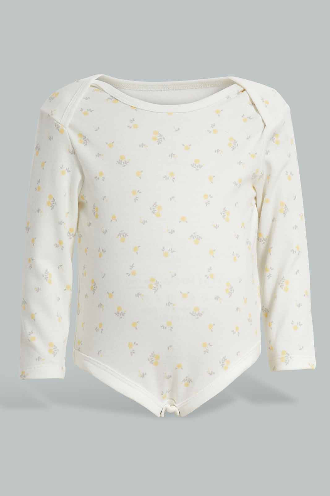 Redtag-Yellow-5-pack-body-suit-Category:Bodysuits,-Colour:Yellow,-Deals:New-In,-Filter:Baby-(0-to-12-Mths),-NBB-Bodysuits,-New-In-NBB-APL,-Non-Sale,-Section:Boys-(0-to-14Yrs),-W22A-Baby-0 to 12 Months