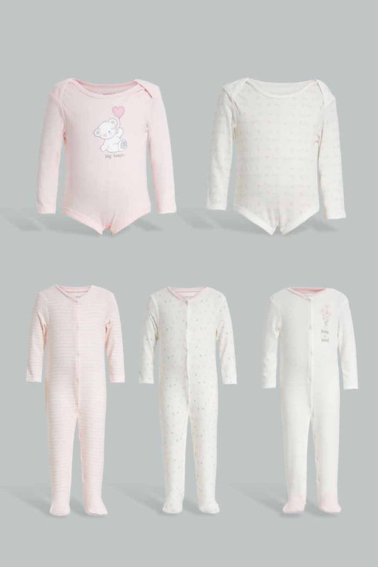 Redtag-Pink-3-pack-sleep-suit-Category:Sleepsuits,-Colour:Apricot,-Deals:New-In,-Dept:New-Born,-Filter:Baby-(0-to-12-Mths),-NBG-Sleepsuits,-New-In-NBG-APL,-Non-Sale,-Section:Girls-(0-to-14Yrs),-W22A-Baby-0 to 12 Months