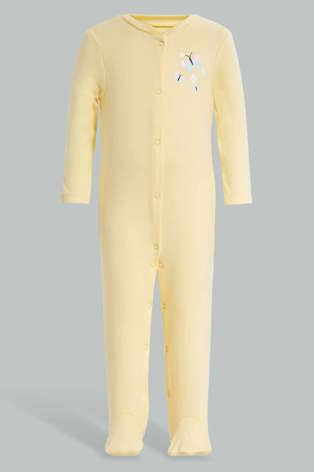 Redtag-Yellow-3-pack-sleep-suit-Category:Sleepsuits,-Colour:Yellow,-Deals:New-In,-Filter:Baby-(0-to-12-Mths),-NBB-Sleepsuits,-New-In-NBB-APL,-Non-Sale,-Section:Boys-(0-to-14Yrs),-W22A-Baby-0 to 12 Months