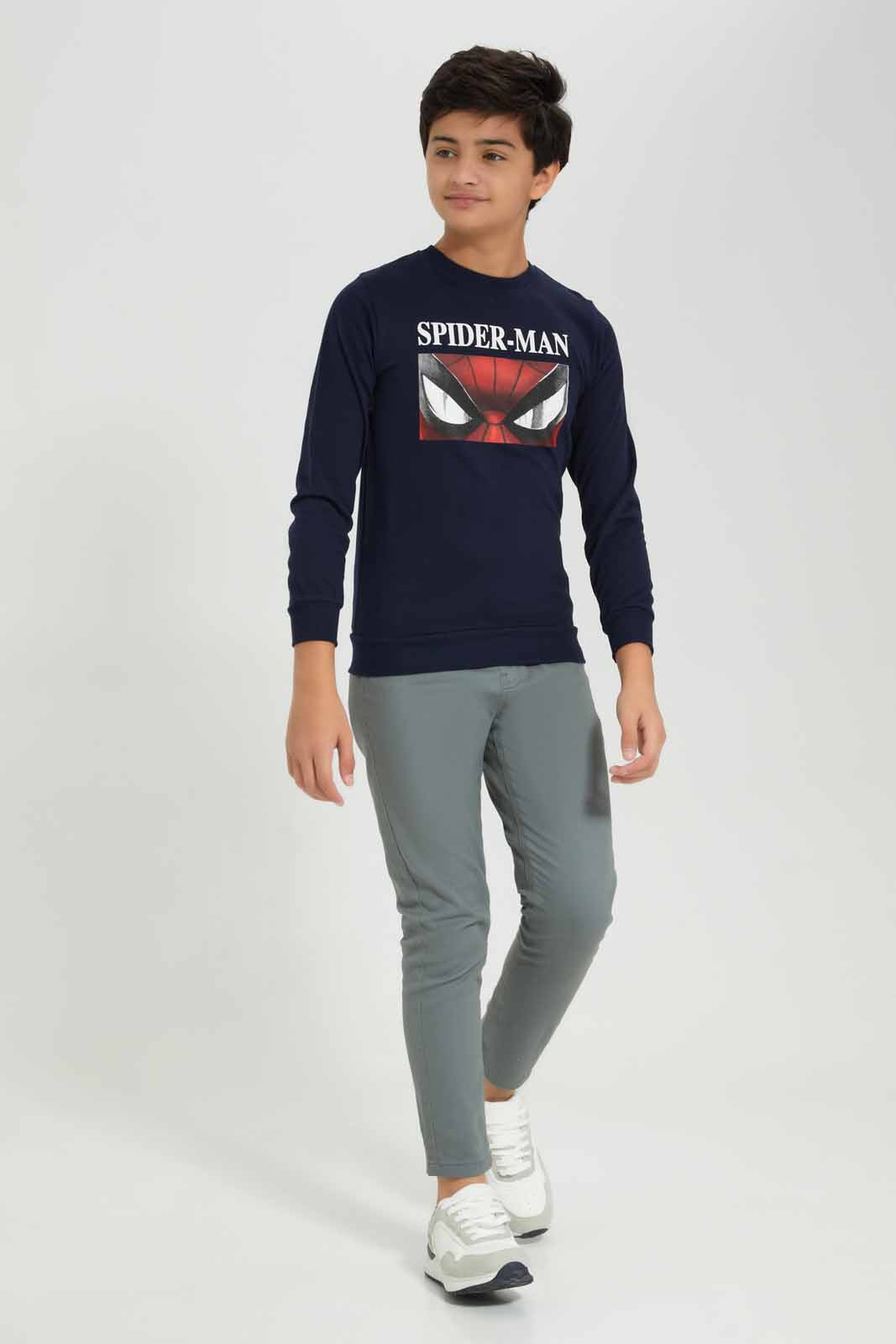 Redtag-Navy-Spiderman-Sweatshirt-BSR-Sweatshirts,-Category:Sweatshirts,-CHR,-Colour:Navy,-Deals:New-In,-Filter:Senior-Boys-(8-to-14-Yrs),-New-In-BSR-APL,-Non-Sale,-Section:Boys-(0-to-14Yrs),-TBL,-W22B-Senior-Boys-9 to 14 Years