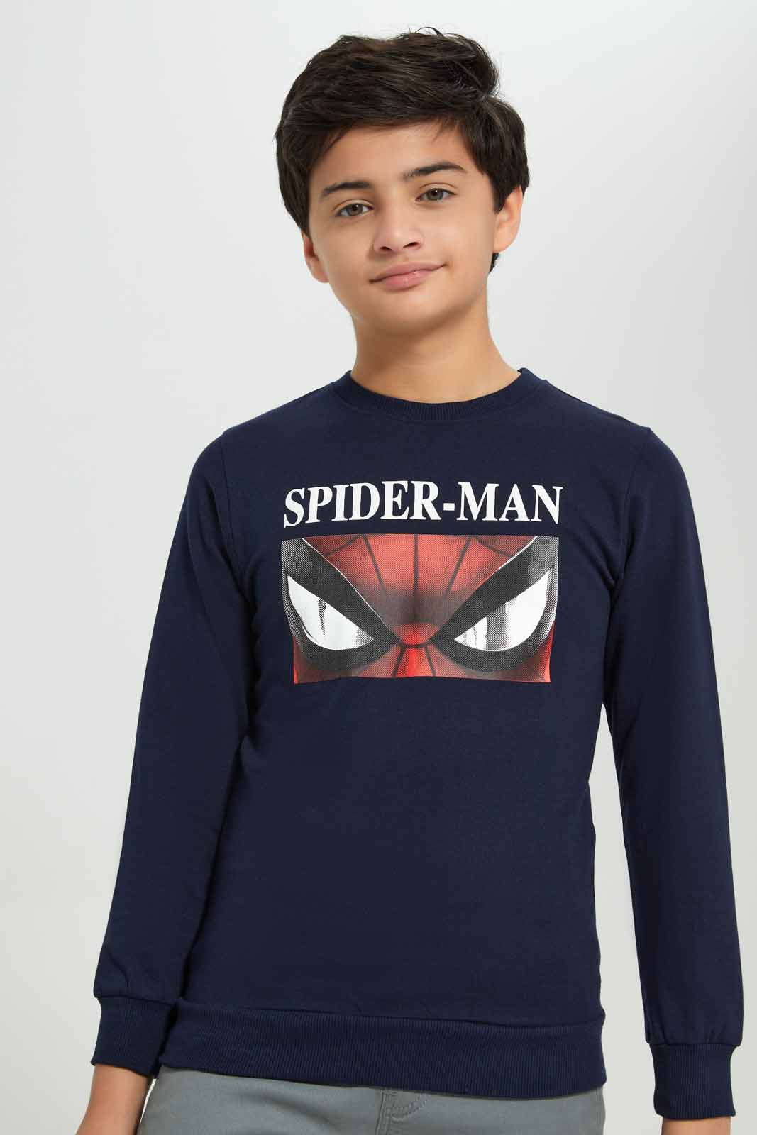 Redtag-Navy-Spiderman-Sweatshirt-BSR-Sweatshirts,-Category:Sweatshirts,-CHR,-Colour:Navy,-Deals:New-In,-Filter:Senior-Boys-(8-to-14-Yrs),-New-In-BSR-APL,-Non-Sale,-Section:Boys-(0-to-14Yrs),-TBL,-W22B-Senior-Boys-9 to 14 Years