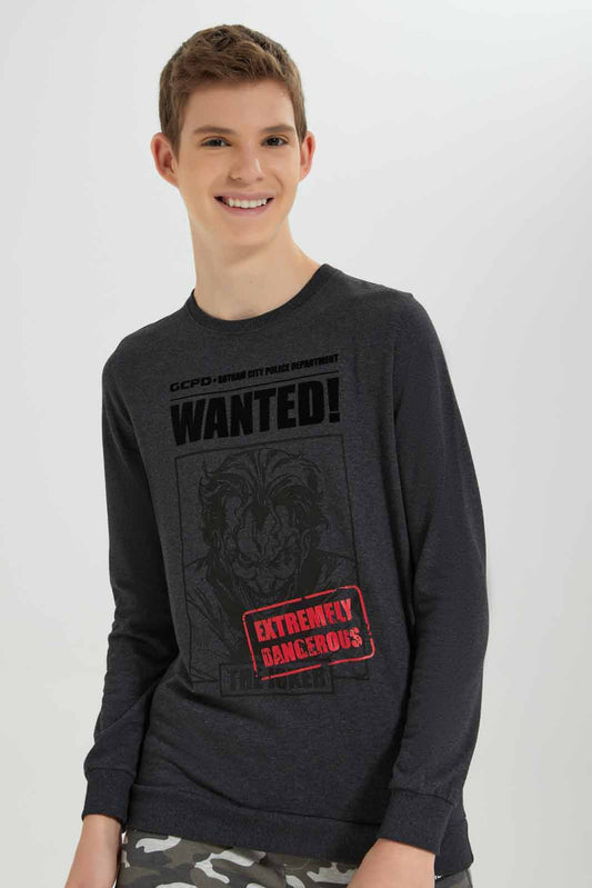 Redtag-Charcoal-Joker-Sweatshirt-BSR-Sweatshirts,-Category:Sweatshirts,-Colour:Charcoal,-Deals:New-In,-Filter:Senior-Boys-(8-to-14-Yrs),-New-In-BSR-APL,-Non-Sale,-Section:Boys-(0-to-14Yrs),-TBL,-W22B-Senior-Boys-9 to 14 Years