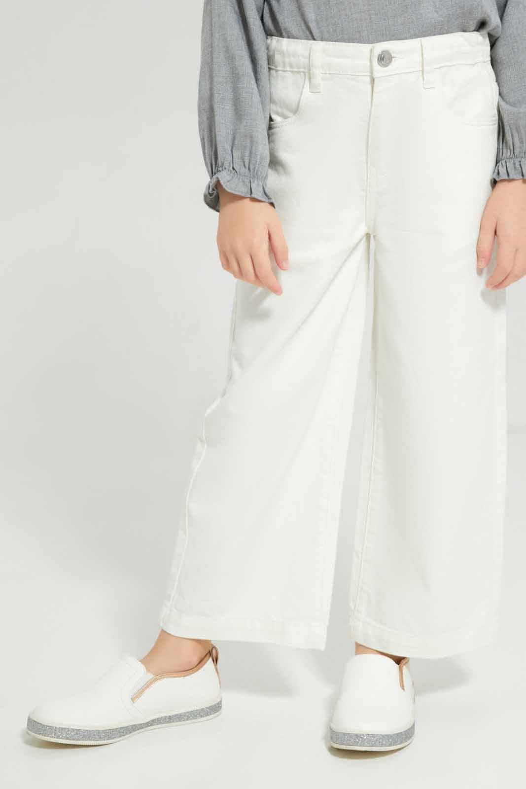 Redtag-White-Wide-Leg-Jeans-Category:Jeans,-Colour:White,-Deals:New-In,-Filter:Girls-(2-to-8-Yrs),-GIR-Jeans,-New-In-GIR-APL,-Non-Sale,-Section:Girls-(0-to-14Yrs),-W22A-Girls-2 to 8 Years