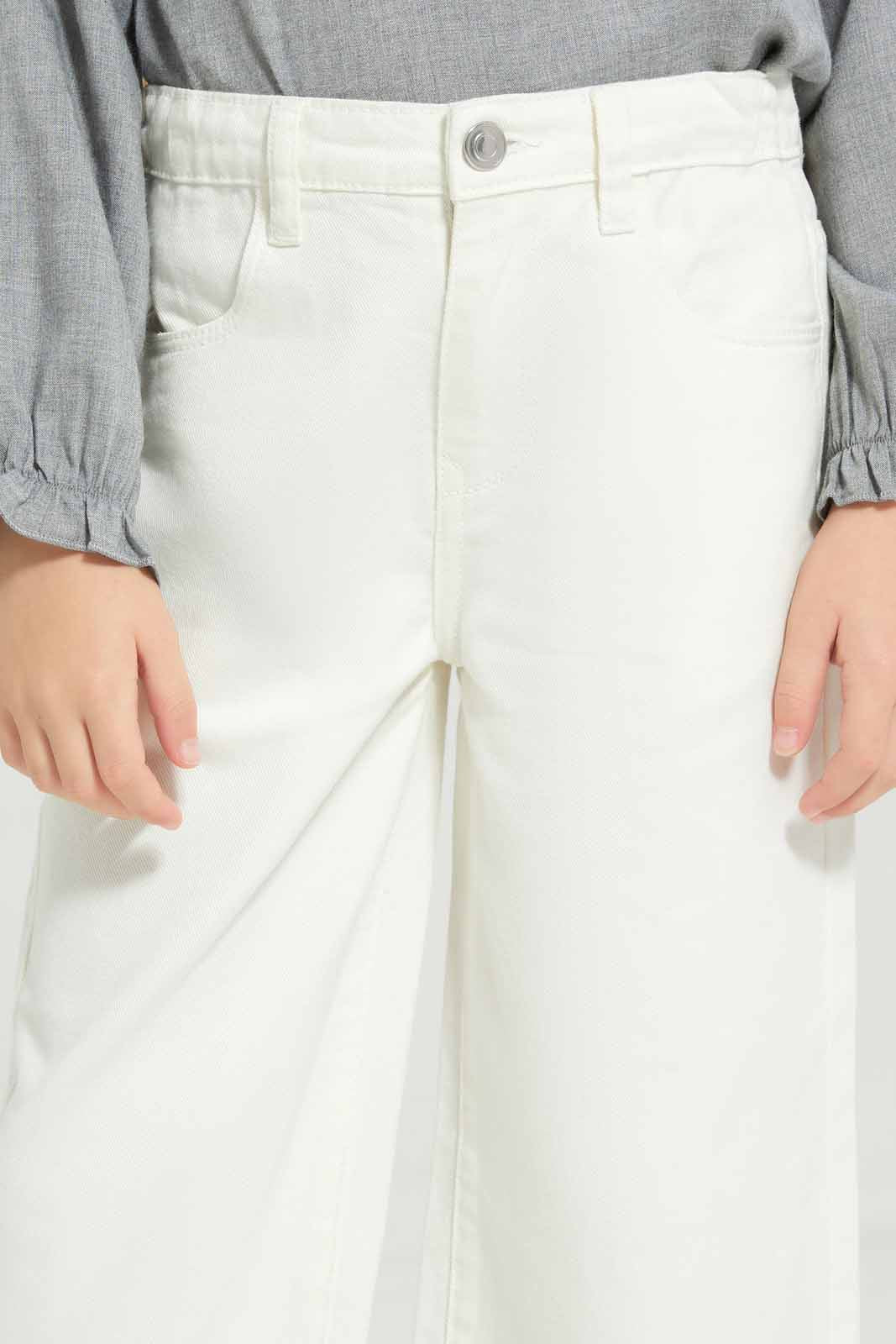 Redtag-White-Wide-Leg-Jeans-Category:Jeans,-Colour:White,-Deals:New-In,-Filter:Girls-(2-to-8-Yrs),-GIR-Jeans,-New-In-GIR-APL,-Non-Sale,-Section:Girls-(0-to-14Yrs),-W22A-Girls-2 to 8 Years