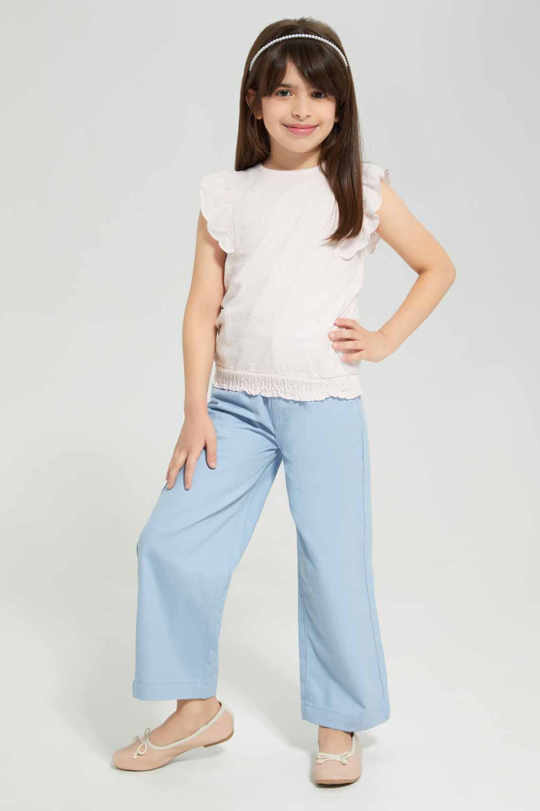 Redtag-Blue-Wide-Leg-Jeans-Category:Jeans,-Colour:Beige,-Deals:New-In,-Filter:Girls-(2-to-8-Yrs),-GIR-Jeans,-New-In-GIR-APL,-Non-Sale,-Section:Girls-(0-to-14Yrs),-W22A-Girls-2 to 8 Years