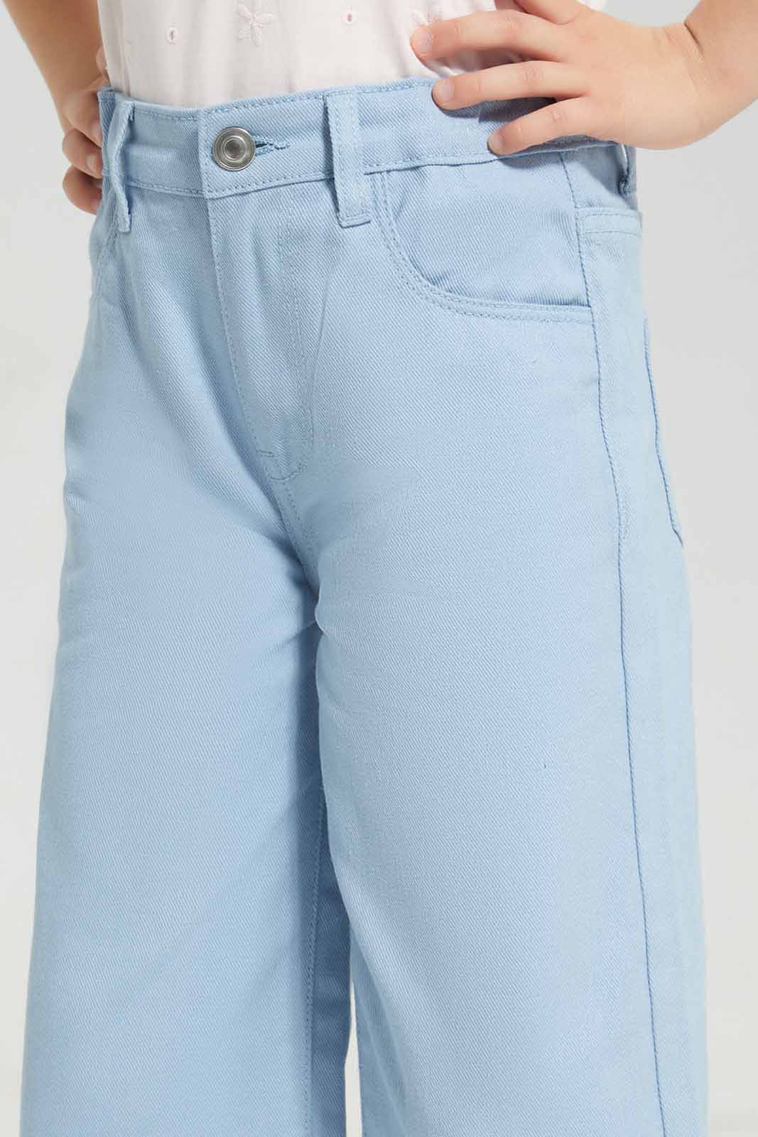 Redtag-Blue-Wide-Leg-Jeans-Category:Jeans,-Colour:Beige,-Deals:New-In,-Filter:Girls-(2-to-8-Yrs),-GIR-Jeans,-New-In-GIR-APL,-Non-Sale,-Section:Girls-(0-to-14Yrs),-W22A-Girls-2 to 8 Years
