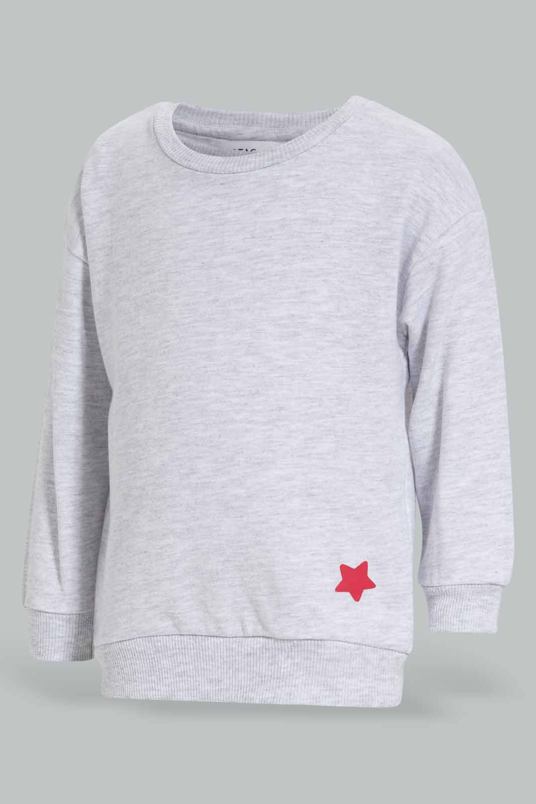 Redtag-Grey-Melange-+Dk-Pink-Solid-Sweat-Top-Category:Sweatshirts,-Colour:Assorted,-Deals:New-In,-Filter:Infant-Girls-(3-to-24-Mths),-ING-Sweatshirts,-New-In-ING-APL,-Non-Sale,-Section:Girls-(0-to-14Yrs),-W22B-Infant-Girls-3 to 24 Months