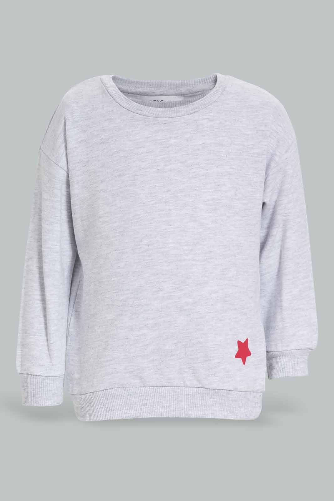 Redtag-Grey-Melange-+Dk-Pink-Solid-Sweat-Top-Category:Sweatshirts,-Colour:Assorted,-Deals:New-In,-Filter:Infant-Girls-(3-to-24-Mths),-ING-Sweatshirts,-New-In-ING-APL,-Non-Sale,-Section:Girls-(0-to-14Yrs),-W22B-Infant-Girls-3 to 24 Months