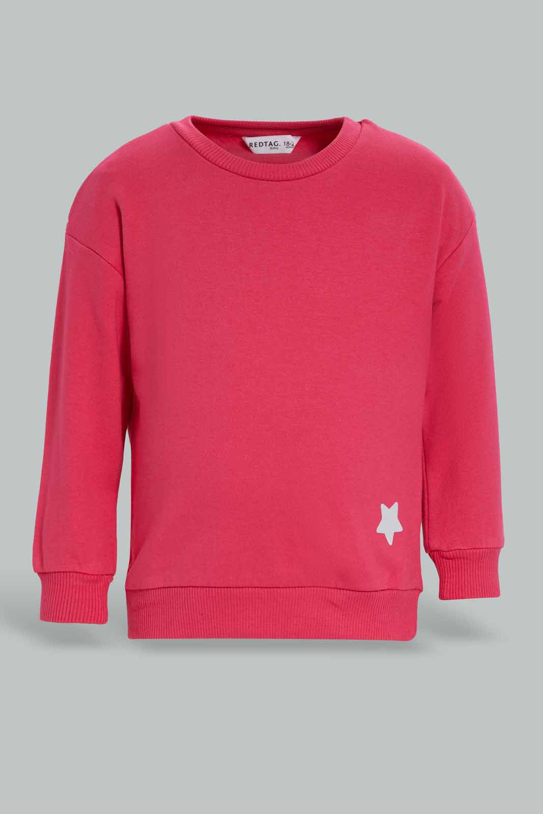 Redtag-Grey-Melange-+Dk-Pink-Solid-Sweat-Top-Category:Sweatshirts,-Colour:Assorted,-Deals:New-In,-Filter:Infant-Girls-(3-to-24-Mths),-ING-Sweatshirts,-New-In-ING-APL,-Non-Sale,-Section:Girls-(0-to-14Yrs),-W22B-Infant-Girls-3 to 24 Months