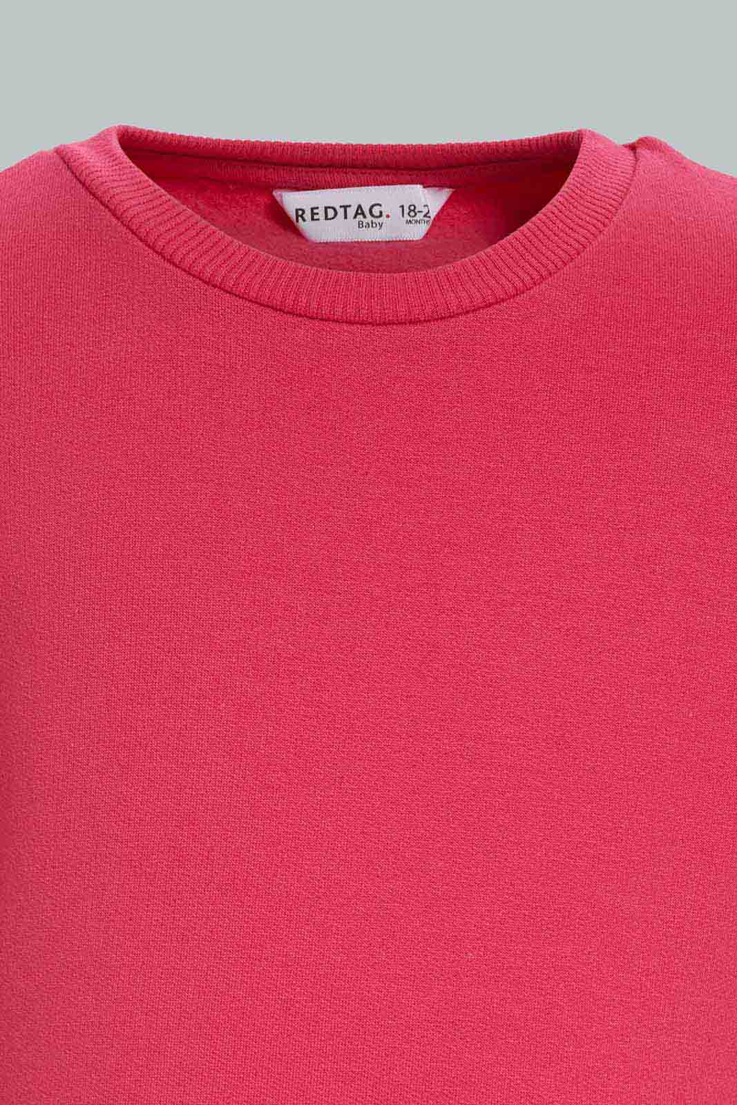 Redtag-Grey-Melange-+Dk-Pink-Solid-Sweat-Top-Category:Sweatshirts,-Colour:Assorted,-Deals:New-In,-Filter:Infant-Girls-(3-to-24-Mths),-ING-Sweatshirts,-New-In-ING-APL,-Non-Sale,-Section:Girls-(0-to-14Yrs),-W22B-Infant-Girls-3 to 24 Months