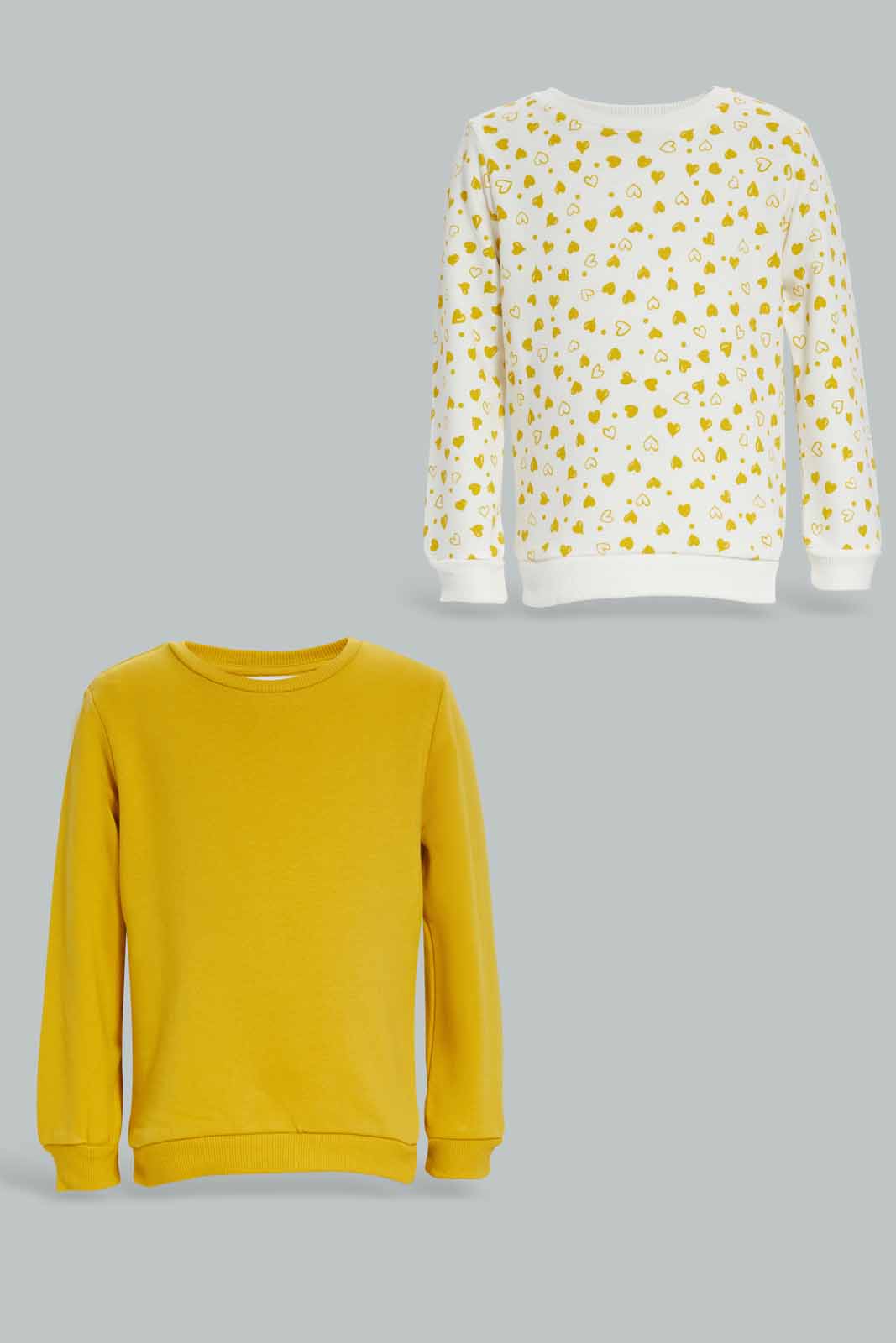 Baby Girls Mustard And Ivory Sweatshirt (Pack of 2)