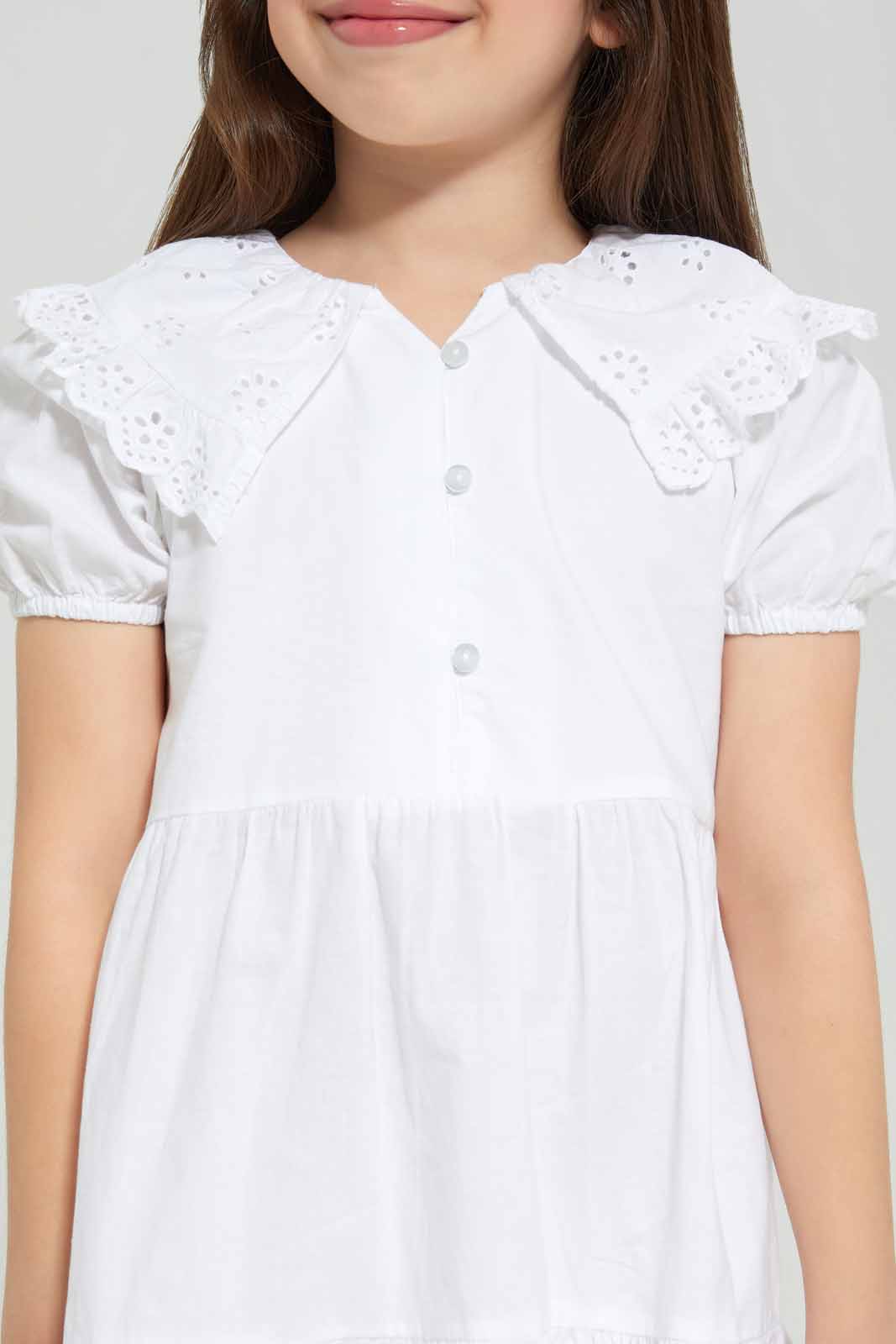 Redtag-White-Poplin-Dress-Category:Dresses,-Colour:White,-Deals:New-In,-Filter:Girls-(2-to-8-Yrs),-GIR-Dresses,-New-In-GIR-APL,-Non-Sale,-Section:Girls-(0-to-14Yrs),-W22A-Girls-2 to 8 Years