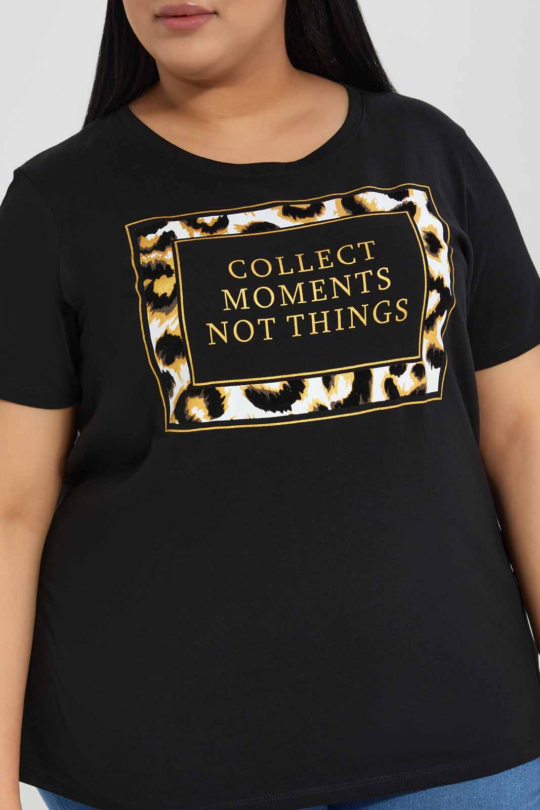 Redtag-Black-Short-Sleeve-Placement-Foil-Print-Category:T-Shirts,-Colour:Black,-Deals:New-In,-Filter:Plus-Size,-LDP-T-Shirts,-New-In-LDP-APL,-Non-Sale,-Section:Women,-TBL,-W22A-Women's-