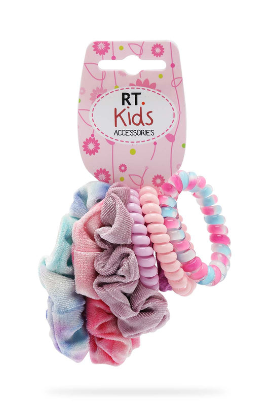 Redtag-S/3-Scrunchie+S/3-Telephone-Wire+S/2-Hair-Tie-Category:Hair-Accessories,-Colour:Assorted,-Dept:Girls,-Filter:Girls-Accessories,-GIR-Hair-Accessories,-New-In,-New-In-GIR-ACC,-Non-Sale,-S23A,-Section:Girls-(0-to-14Yrs)-Girls-