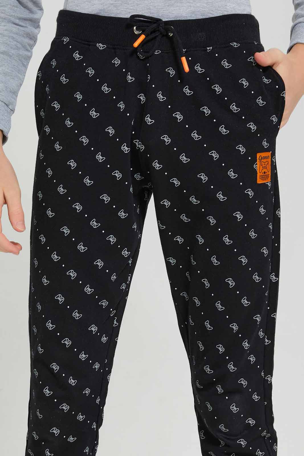 Redtag-Black-Coordinated-Gaming-AOP-Active-Pants-BSR-Joggers,-Category:Joggers,-Colour:Black,-Deals:New-In,-Filter:Senior-Boys-(8-to-14-Yrs),-New-In-BSR-APL,-Non-Sale,-Section:Boys-(0-to-14Yrs),-TBL,-W22A-Senior-Boys-9 to 14 Years