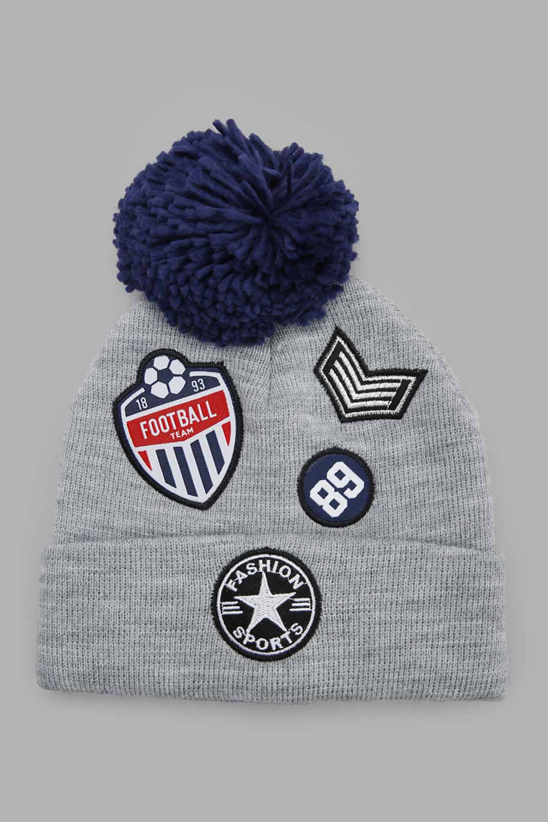 Redtag-Grey-Knitted-Cap-Set-Of-2-With-Gloves-BOY-Knitted-Accessories,-Category:Knitted-Accessories,-Colour:Grey,-Filter:Boys-Accessories,-New-In,-New-In-BOY-ACC,-Non-Sale,-Section:Boys-(0-to-14Yrs),-W22B-Boys-