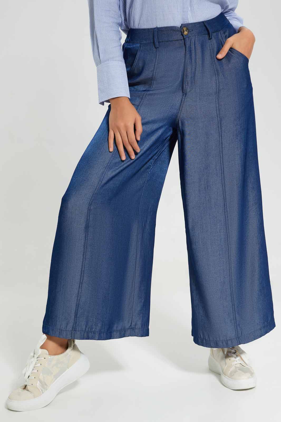 Redtag-Blue-Wideleg-Trousers-Category:Trousers,-Colour:Indigo,-Deals:New-In,-Filter:Women's-Clothing,-LMC,-New-In-Women-APL,-Non-Sale,-Section:Women,-W22A,-Women-Trousers--