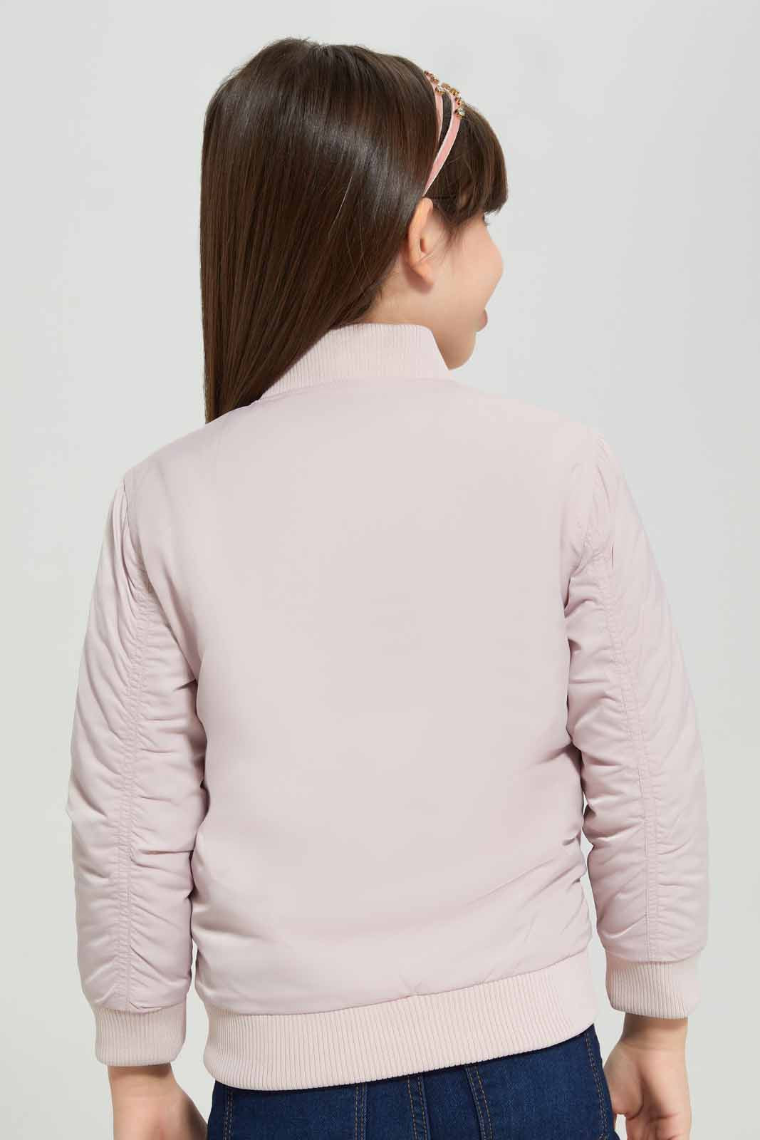 Redtag-Pink-Bombar-Jacket-Category:Jackets,-Colour:Apricot,-Deals:New-In,-Dept:Girls,-Filter:Girls-(2-to-8-Yrs),-GIR-Jackets,-New-In-GIR-APL,-Non-Sale,-Section:Girls-(0-to-14Yrs),-W22B-Girls-2 to 8 Years