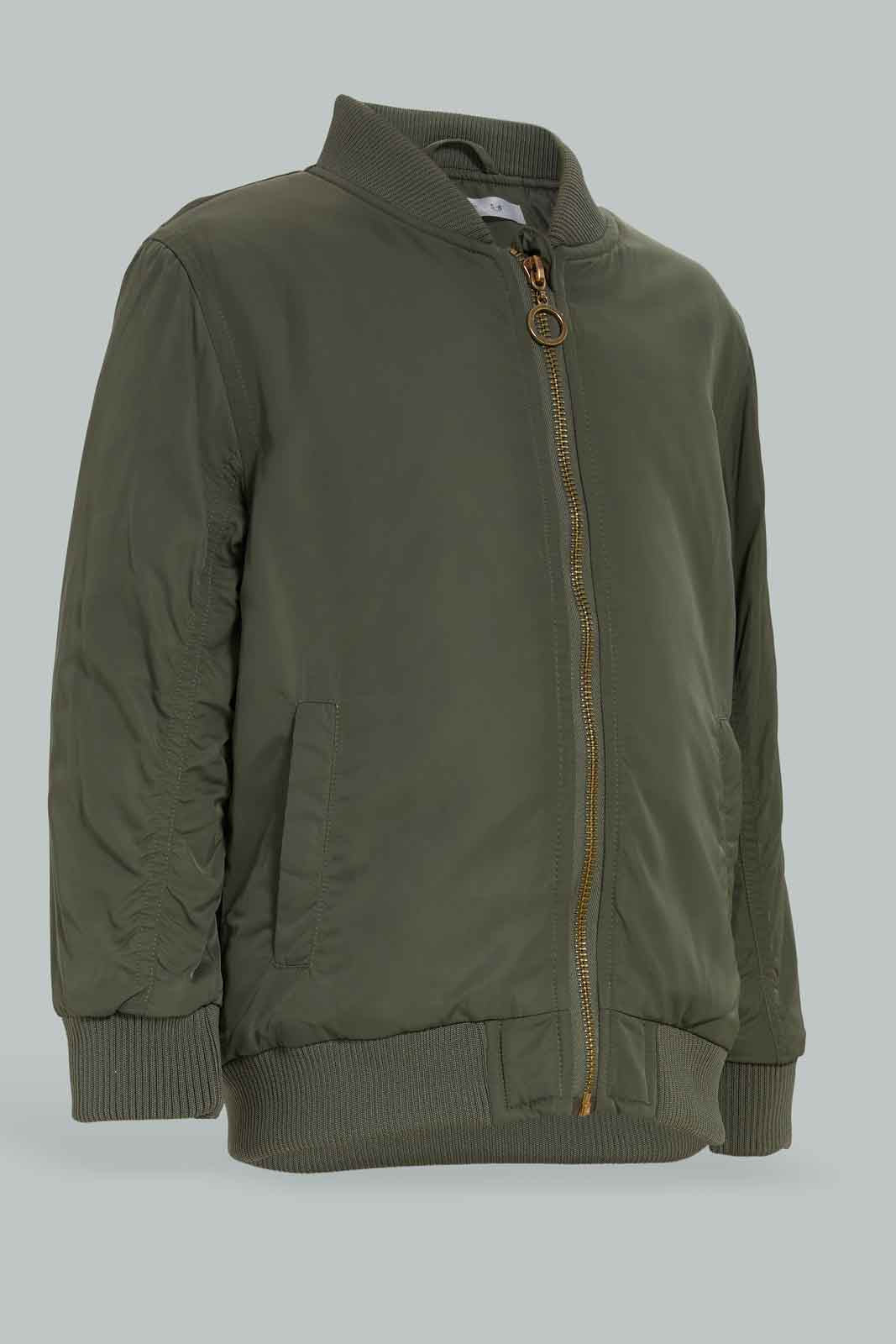Redtag-Olive-Bombar-Jacket-Category:Jackets,-Colour:Green,-Deals:New-In,-Filter:Girls-(2-to-8-Yrs),-GIR-Jackets,-New-In-GIR-APL,-Non-Sale,-Section:Girls-(0-to-14Yrs),-W22B-Girls-