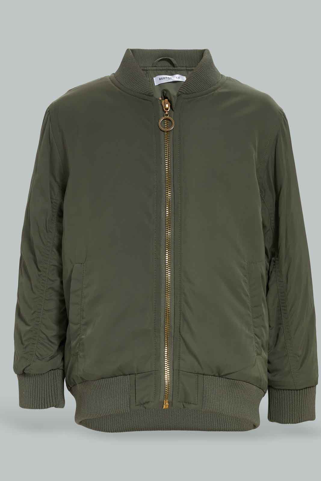 Redtag-Olive-Bombar-Jacket-Category:Jackets,-Colour:Green,-Deals:New-In,-Filter:Girls-(2-to-8-Yrs),-GIR-Jackets,-New-In-GIR-APL,-Non-Sale,-Section:Girls-(0-to-14Yrs),-W22B-Girls-