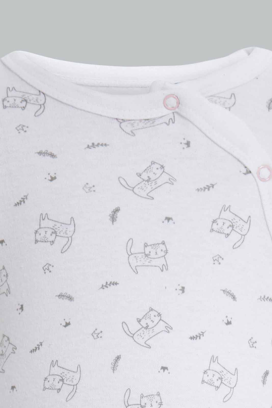 Redtag-Pink-And-White-Cat-2-Piece-Pack-Sleep-Suits-Category:Sleepsuits,-Colour:Apricot,-Deals:New-In,-Filter:Baby-(0-to-12-Mths),-NBG-Sleepsuits,-New-In-NBG-APL,-Non-Sale,-Section:Girls-(0-to-14Yrs),-W22A-Baby-0 to 12 Months