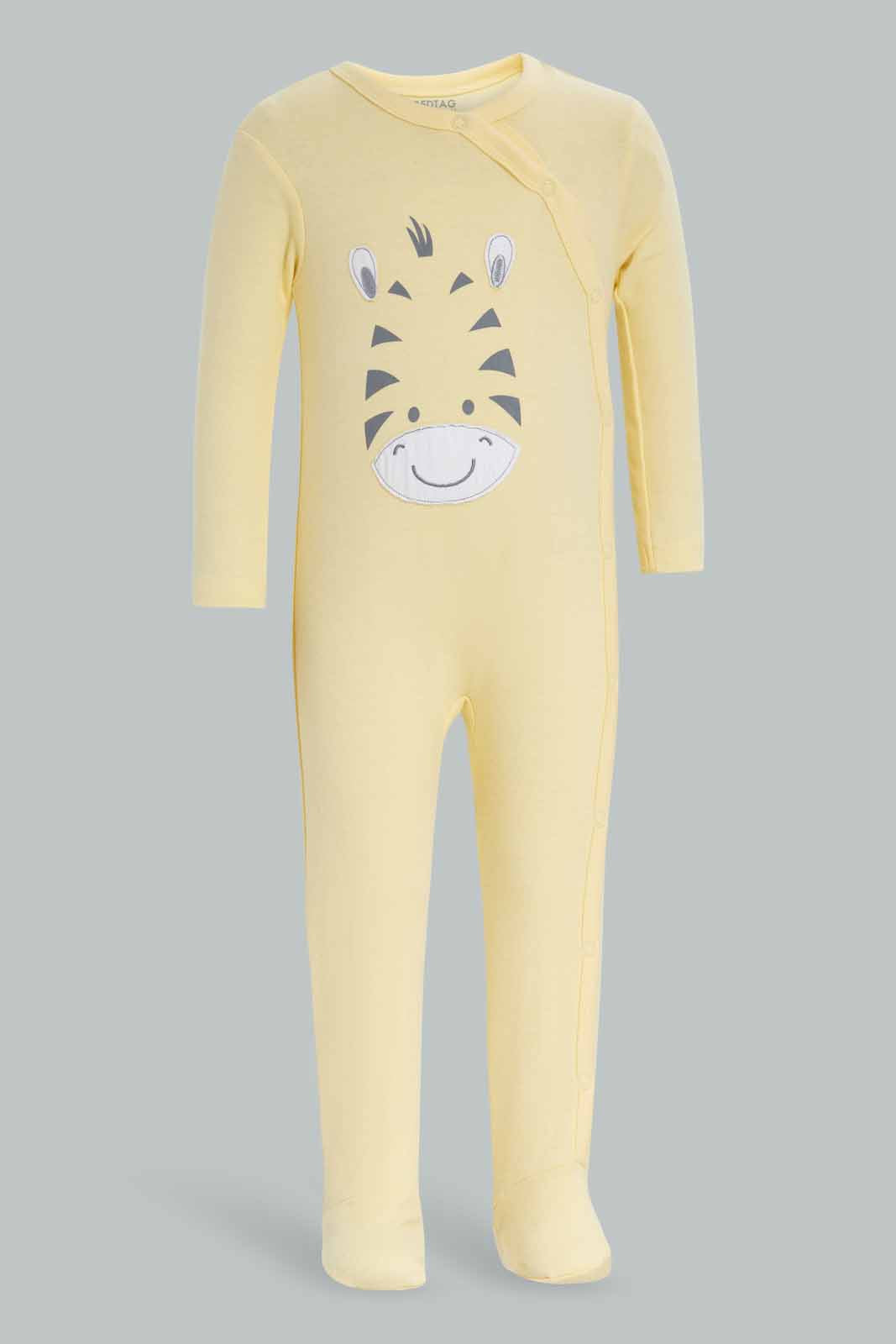 Redtag-Yellow-Zebra-2-Piece-Pack-Sleep-Suits-Category:Sleepsuits,-Colour:Yellow,-Deals:New-In,-Filter:Baby-(0-to-12-Mths),-NBB-Sleepsuits,-New-In-NBB-APL,-Non-Sale,-Section:Boys-(0-to-14Yrs),-W22A-Baby-0 to 12 Months