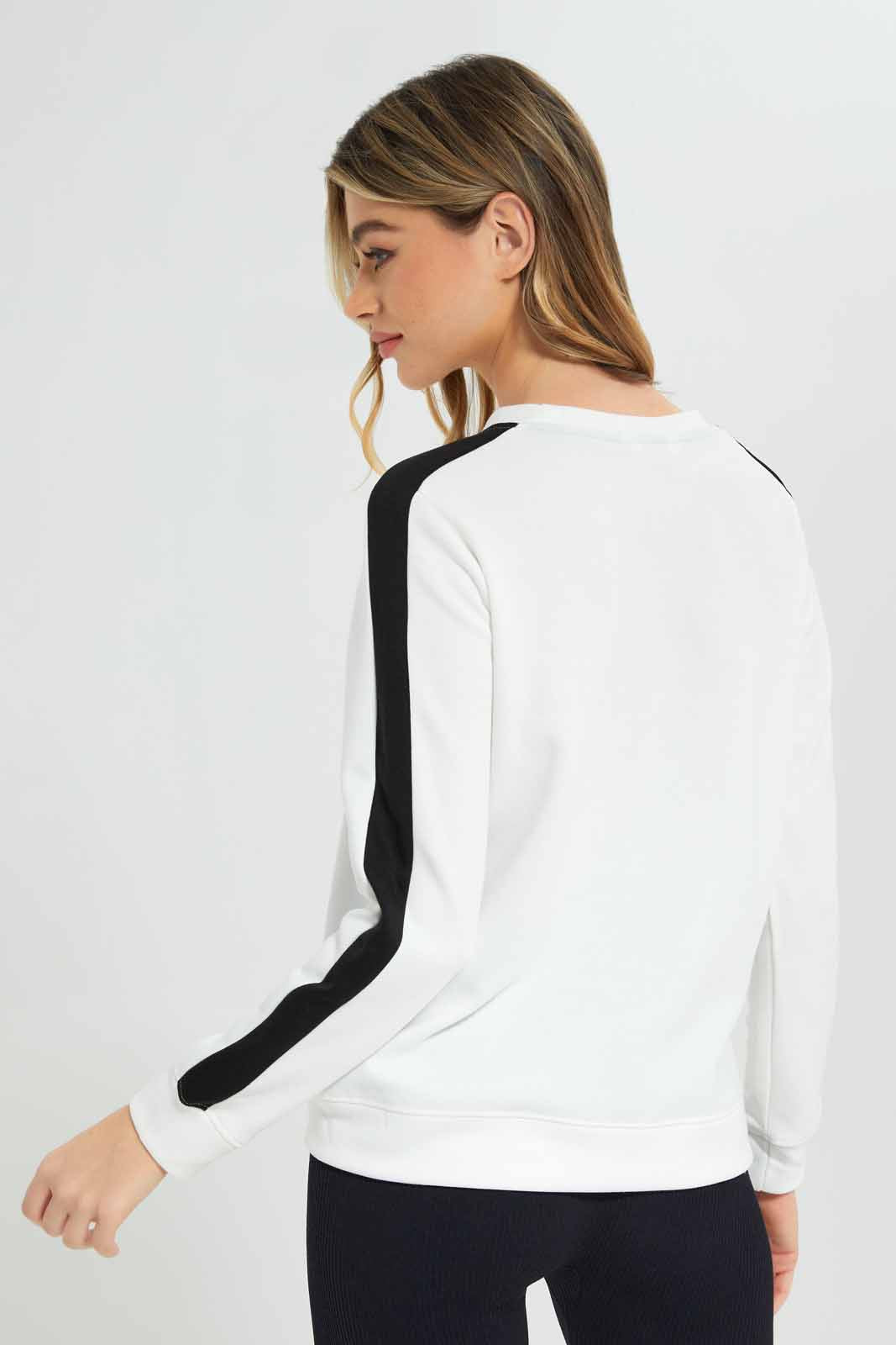 Redtag-White-Sweatshirt-with-side-tape-Category:Sweatshirts,-Colour:White,-Deals:New-In,-Filter:Women's-Clothing,-New-In-Women-APL,-Non-Sale,-Section:Women,-W22A,-Women-Sweatshirts-Women's-