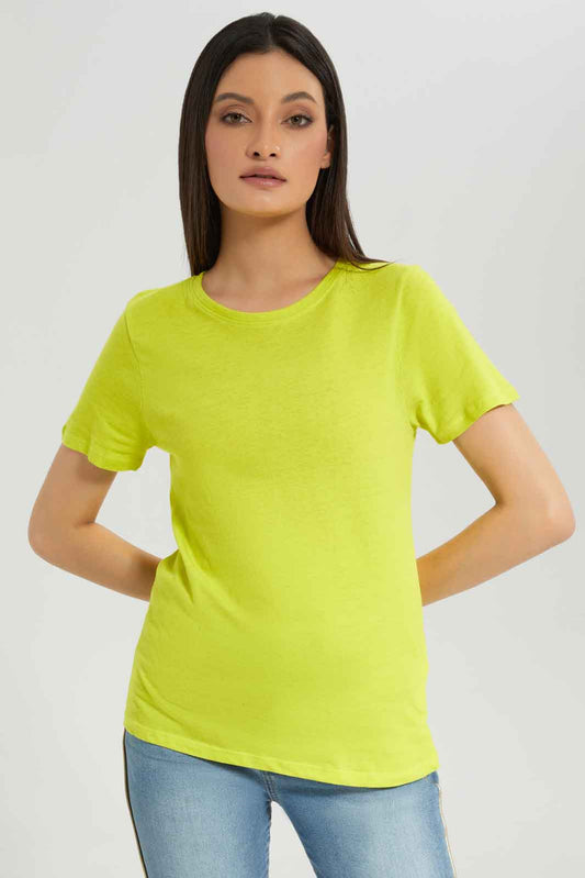 Redtag-Mustard-Short-Sleeve-Crew-Neck-T-SHIRT-Category:T-Shirts,-Colour:Mustard,-Deals:New-In,-Dept:Ladieswear,-Filter:Women's-Clothing,-New-In-Women-APL,-Non-Sale,-Section:Women,-TBL,-W22A,-Women-T-Shirts-Women's-