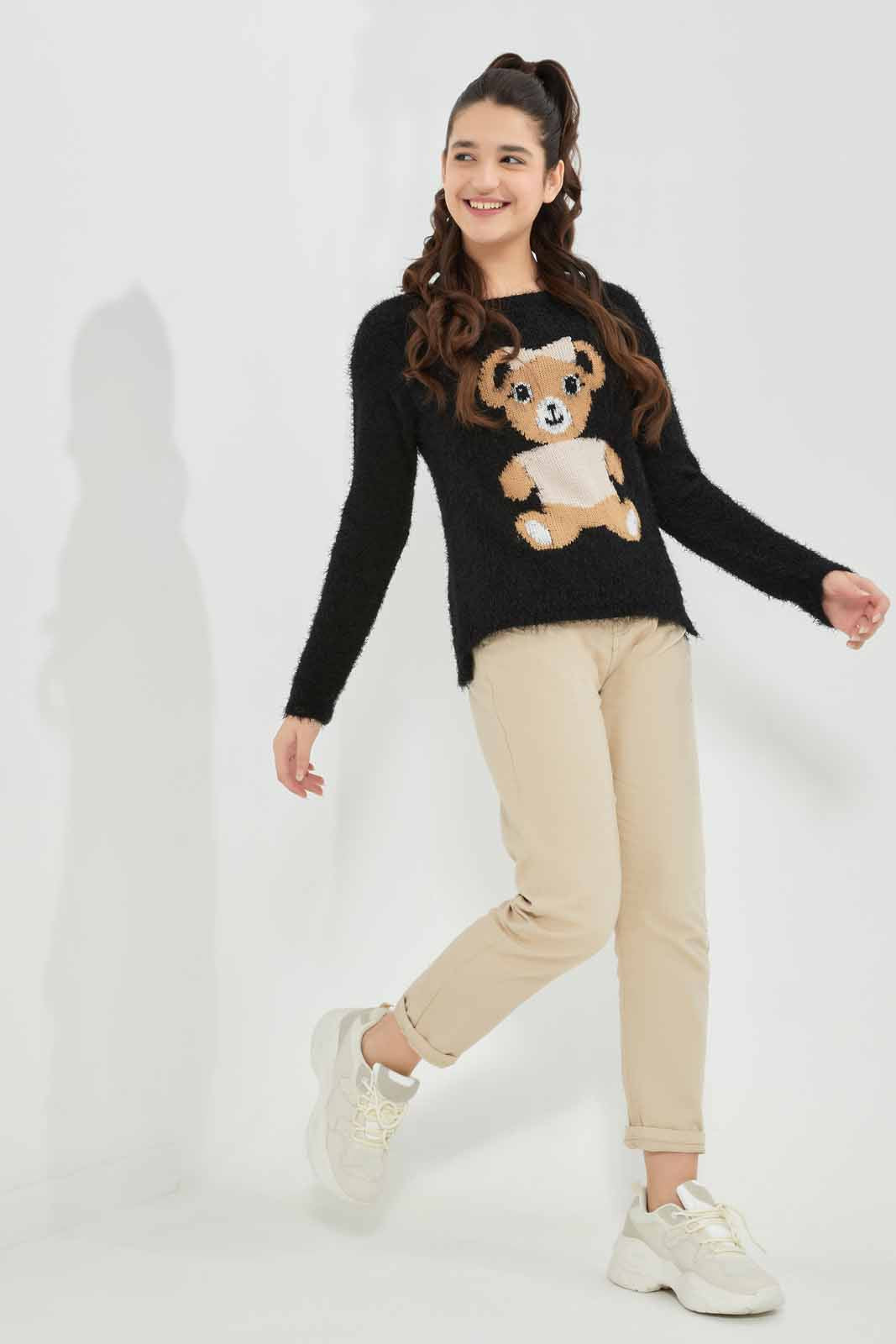 Redtag-Black-Teddy-Feather-Yarn-Category:Pullovers,-Colour:Black,-Deals:New-In,-EHW,-Filter:Senior-Girls-(8-to-14-Yrs),-GSR-Pullovers,-New-In-GSR-APL,-Non-Sale,-Section:Girls-(0-to-14Yrs),-W22B-Senior-Girls-9 to 14 Years