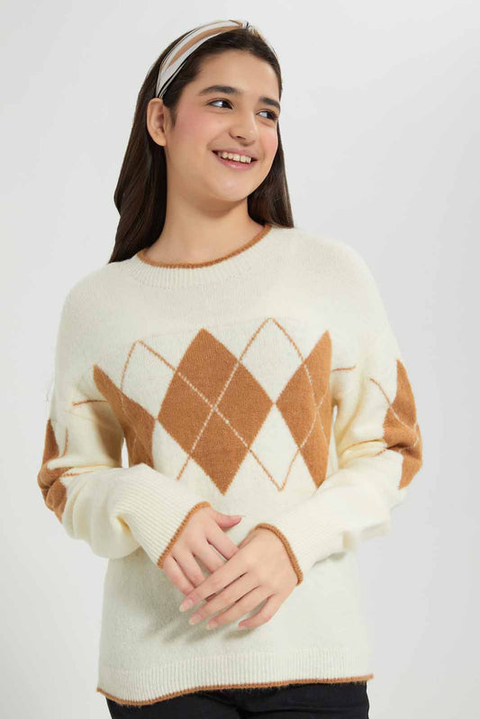 Redtag-Beige-Crop-Pullover-Category:Pullovers,-Colour:Assorted,-Deals:New-In,-EHW,-Filter:Senior-Girls-(8-to-14-Yrs),-GSR-Pullovers,-New-In-GSR-APL,-Non-Sale,-Section:Girls-(0-to-14Yrs),-W22B-Senior-Girls-9 to 14 Years
