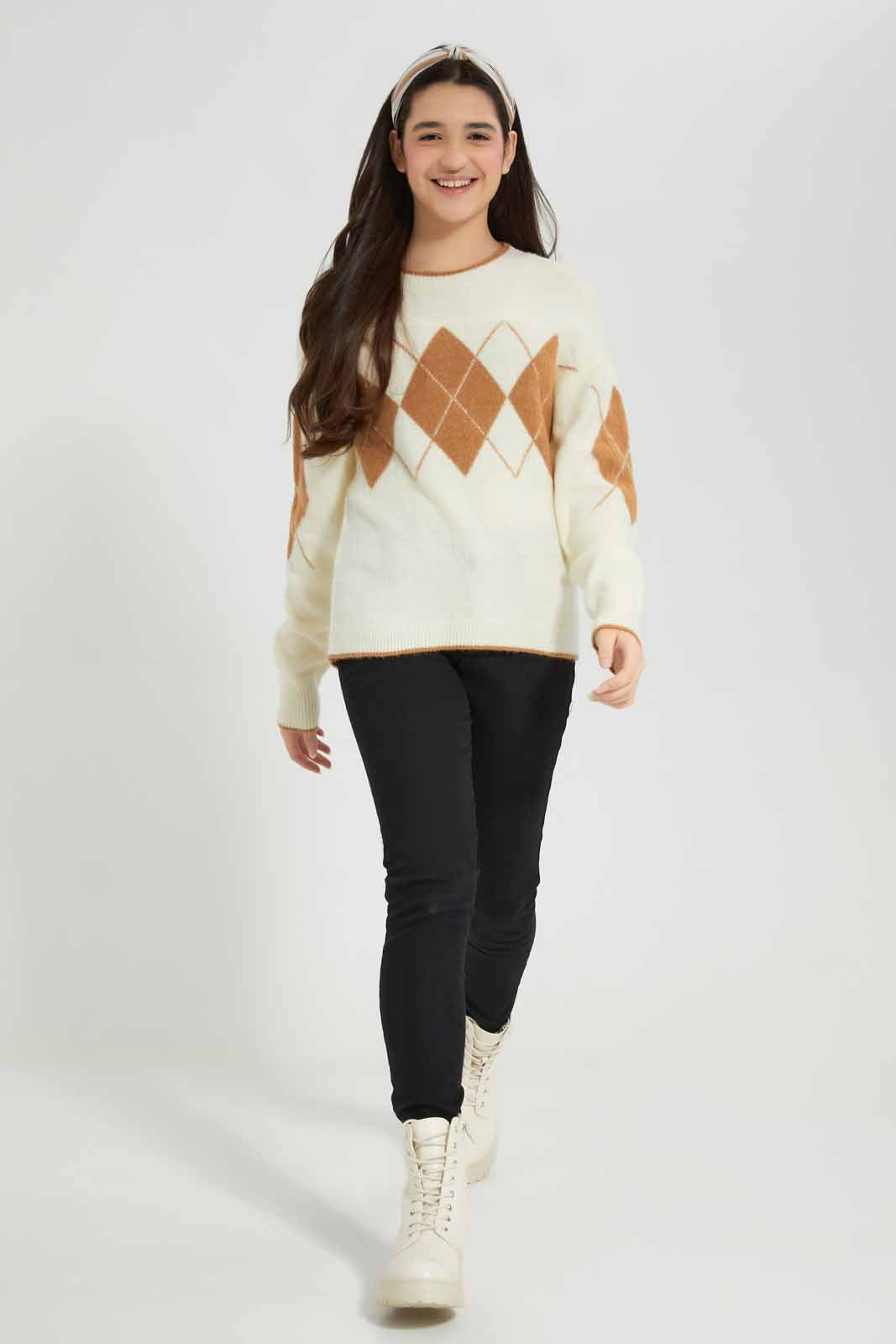 Redtag-Beige-Crop-Pullover-Category:Pullovers,-Colour:Assorted,-Deals:New-In,-EHW,-Filter:Senior-Girls-(8-to-14-Yrs),-GSR-Pullovers,-New-In-GSR-APL,-Non-Sale,-Section:Girls-(0-to-14Yrs),-W22B-Senior-Girls-9 to 14 Years
