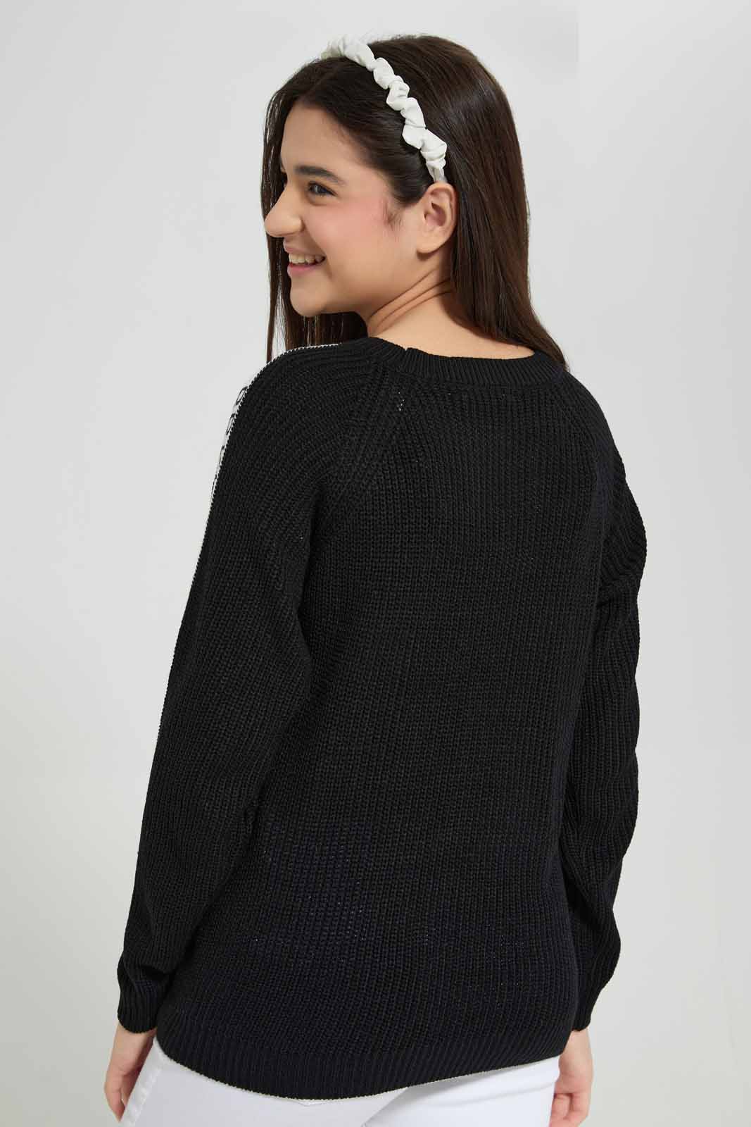 Redtag-Black-Pullover-With-Tape-Category:Pullovers,-Colour:Black,-Deals:New-In,-EHW,-Filter:Senior-Girls-(8-to-14-Yrs),-GSR-Pullovers,-New-In-GSR-APL,-Non-Sale,-Section:Girls-(0-to-14Yrs),-W22B-Senior-Girls-9 to 14 Years