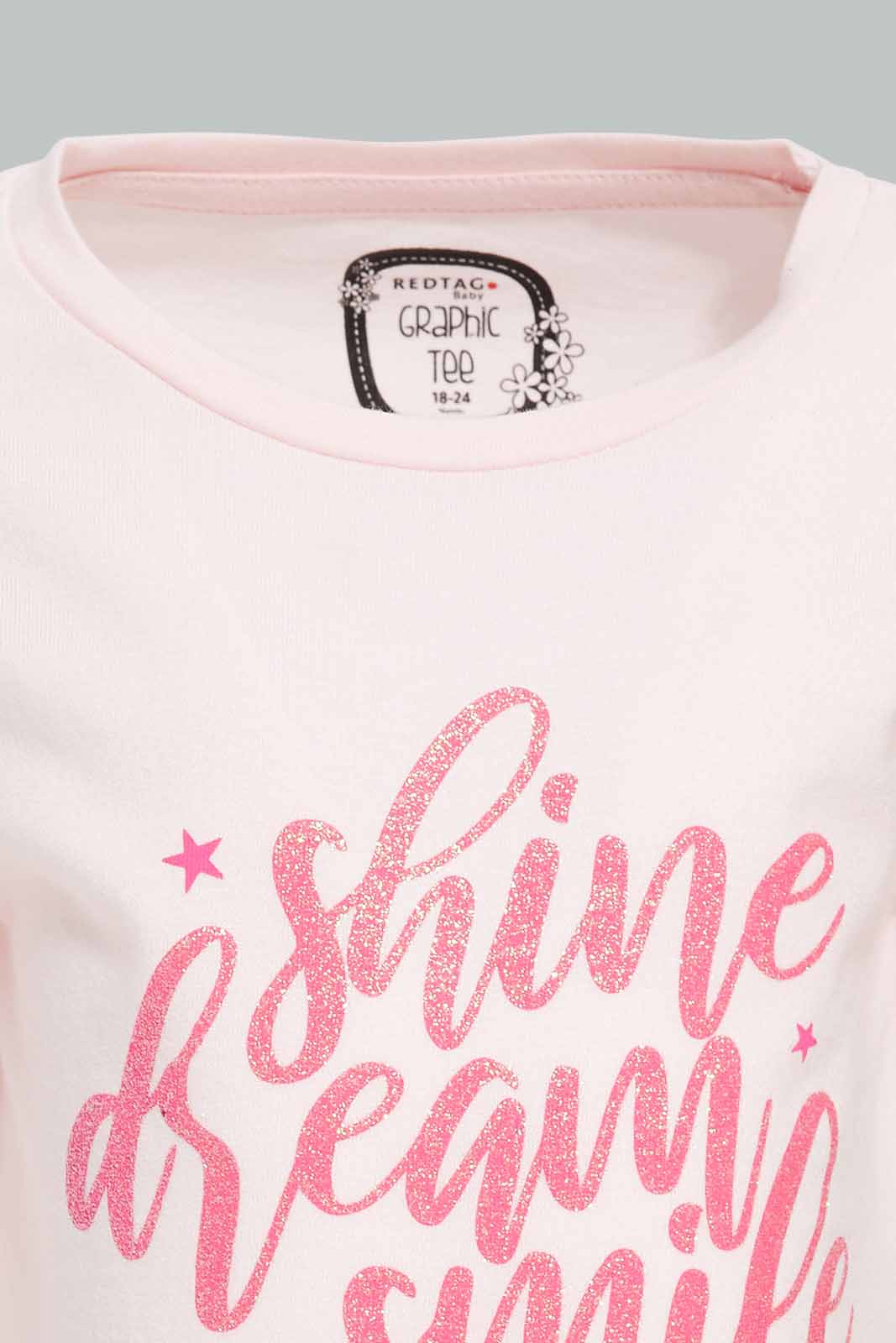 Redtag-Baby-Pink-Placement-Print-T-Shirt-Category:T-Shirts,-Colour:Apricot,-Deals:New-In,-Filter:Infant-Girls-(3-to-24-Mths),-ING-T-Shirts,-New-In-ING-APL,-Non-Sale,-Section:Girls-(0-to-14Yrs),-TBL,-W22A-Infant-Girls-3 to 24 Months