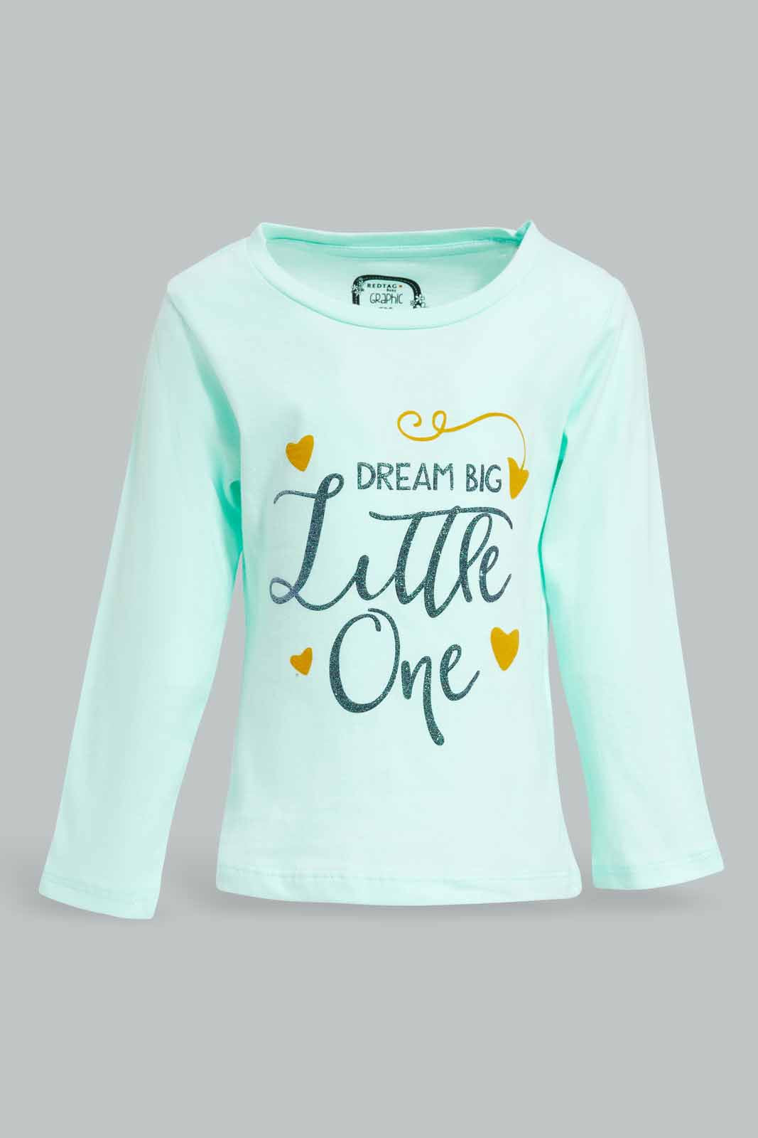 Redtag-Light-Blue-Placement-Print-T-Shirt-Category:T-Shirts,-Colour:Blue,-Deals:New-In,-Filter:Infant-Girls-(3-to-24-Mths),-ING-T-Shirts,-New-In-ING-APL,-Non-Sale,-Section:Girls-(0-to-14Yrs),-TBL,-W22A-Infant-Girls-3 to 24 Months