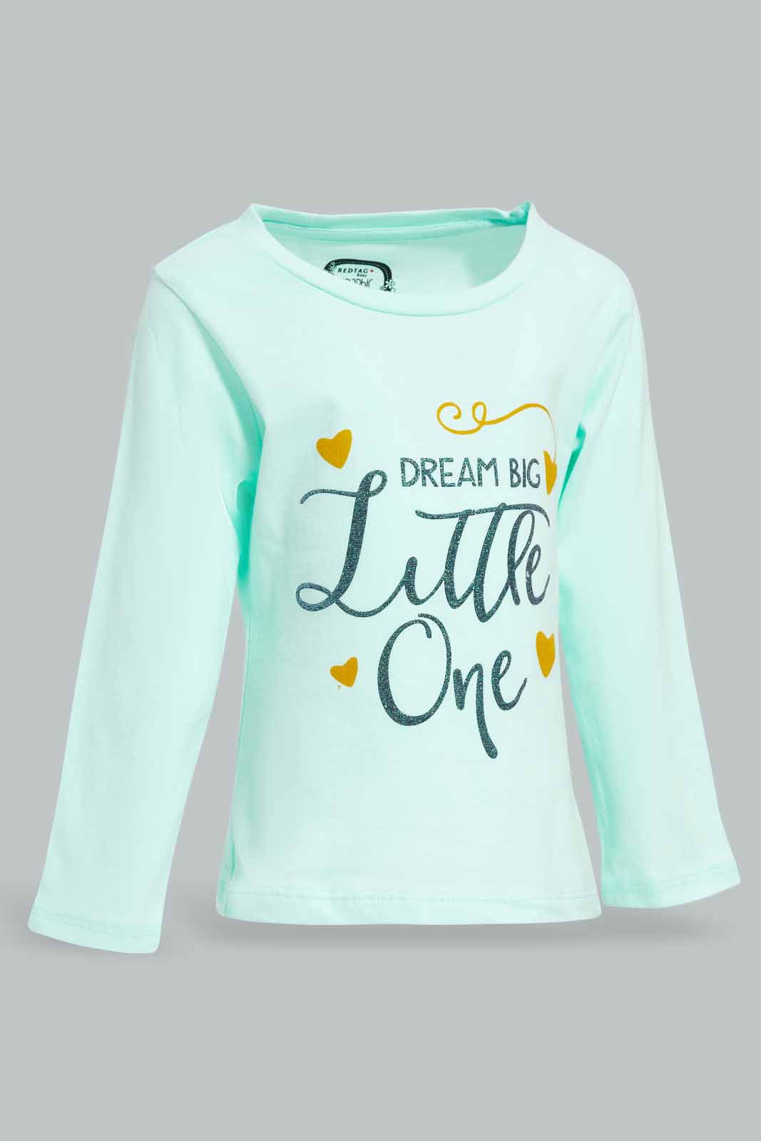 Redtag-Light-Blue-Placement-Print-T-Shirt-Category:T-Shirts,-Colour:Blue,-Deals:New-In,-Filter:Infant-Girls-(3-to-24-Mths),-ING-T-Shirts,-New-In-ING-APL,-Non-Sale,-Section:Girls-(0-to-14Yrs),-TBL,-W22A-Infant-Girls-3 to 24 Months