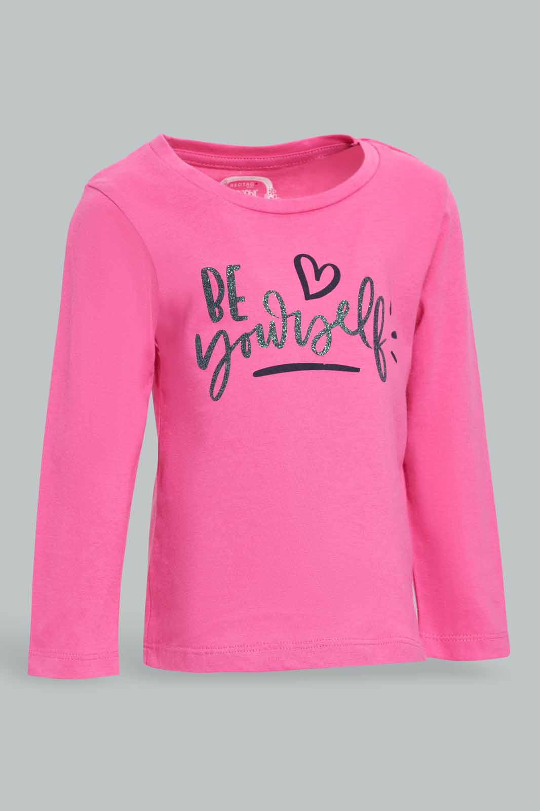 Redtag-Fuchsia-Placement-Print-T-Shirt-Category:T-Shirts,-Colour:Fuchsia,-Deals:New-In,-Filter:Infant-Girls-(3-to-24-Mths),-ING-T-Shirts,-New-In-ING-APL,-Non-Sale,-Section:Girls-(0-to-14Yrs),-TBL,-W22A-Infant-Girls-3 to 24 Months