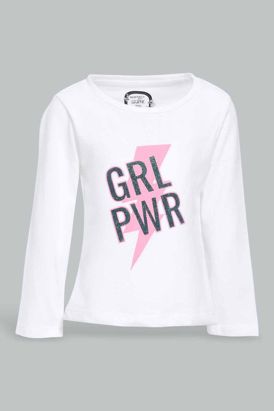 Redtag-White-Placement-Print-T-Shirt-Category:T-Shirts,-Colour:White,-Deals:New-In,-Filter:Infant-Girls-(3-to-24-Mths),-ING-T-Shirts,-New-In-ING-APL,-Non-Sale,-Section:Girls-(0-to-14Yrs),-TBL,-W22A-Infant-Girls-3 to 24 Months