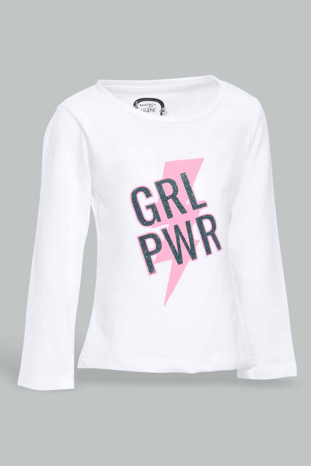 Redtag-White-Placement-Print-T-Shirt-Category:T-Shirts,-Colour:White,-Deals:New-In,-Filter:Infant-Girls-(3-to-24-Mths),-ING-T-Shirts,-New-In-ING-APL,-Non-Sale,-Section:Girls-(0-to-14Yrs),-TBL,-W22A-Infant-Girls-3 to 24 Months