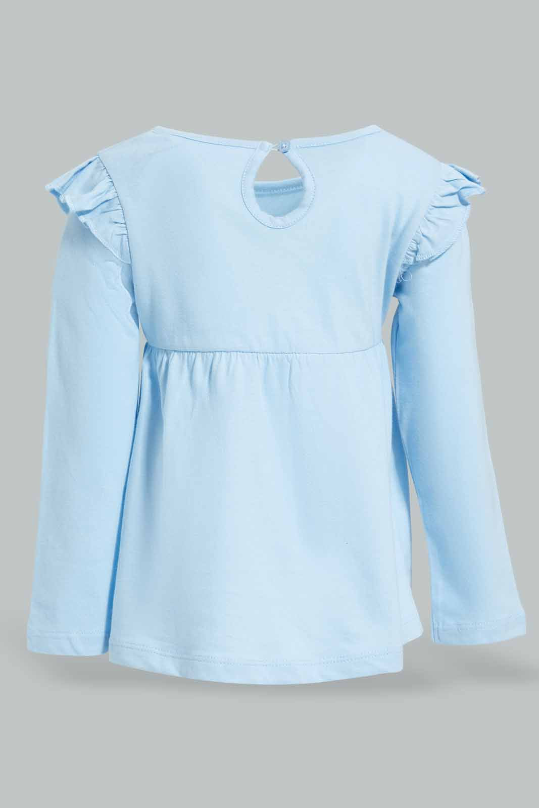 Redtag-Mint-Solid-Jersey-Top-With-Shoulder-Frills-Category:T-Shirts,-Colour:Mint,-Deals:New-In,-Filter:Infant-Girls-(3-to-24-Mths),-ING-T-Shirts,-New-In-ING-APL,-Non-Sale,-Section:Girls-(0-to-14Yrs),-TBL,-W22A-Infant-Girls-3 to 24 Months