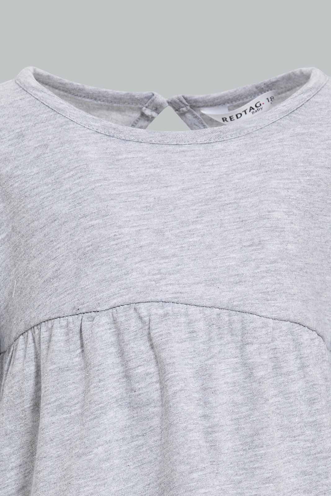 Redtag-Pale-Grey-Solid-Jersey-Top-With-Shoulder-Frills-Category:T-Shirts,-Colour:Grey,-Deals:New-In,-Filter:Infant-Girls-(3-to-24-Mths),-ING-T-Shirts,-New-In-ING-APL,-Non-Sale,-Section:Girls-(0-to-14Yrs),-TBL,-W22A-Infant-Girls-3 to 24 Months
