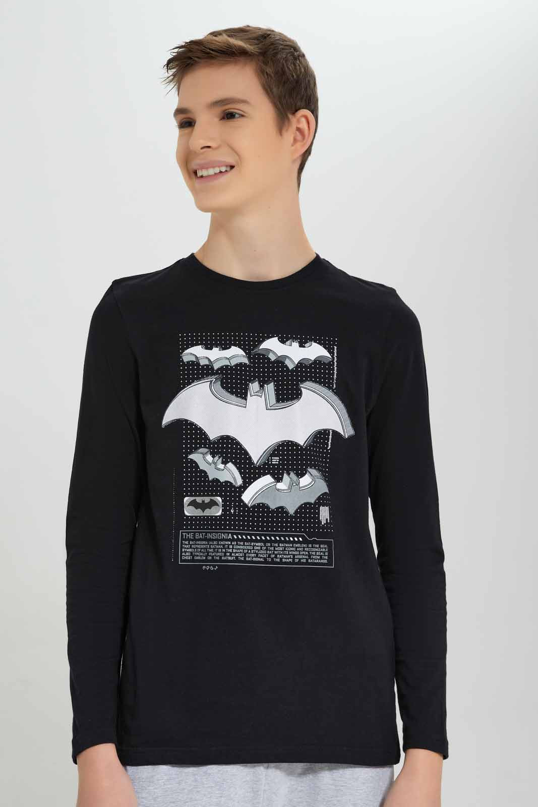 Senior Boys Black And Grey Batman Print Pyjama Set (2 Piece)