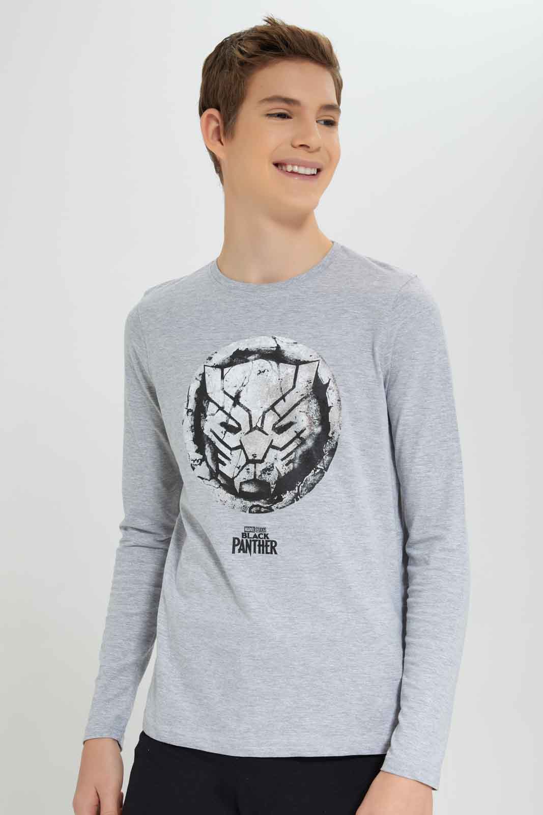 Redtag-Grey-Mel-Black-Panther-Nightsuit-BSR-Pyjama-Sets,-Category:Pyjama-Sets,-Colour:Grey-Melange,-Deals:New-In,-Dept:Boys,-Filter:Senior-Boys-(8-to-14-Yrs),-New-In-BSR-APL,-Non-Sale,-Section:Boys-(0-to-14Yrs),-W22B-Senior-Boys-9 to 14 Years