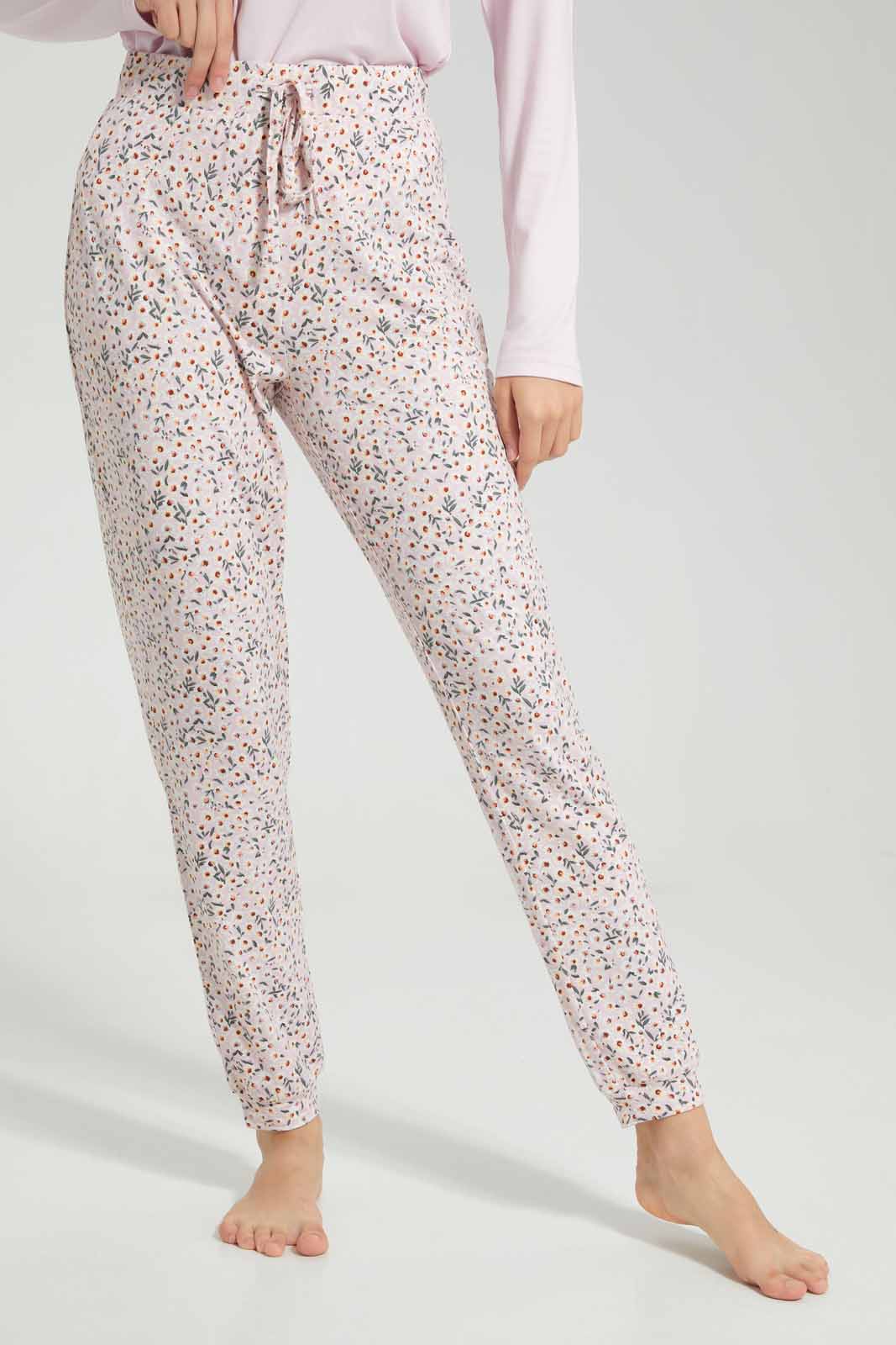 Redtag-Long-Sleeve-Pajama-Set-Botton-Aop-Category:Pyjama-Sets,-Colour:Apricot,-Deals:New-In,-Filter:Women's-Clothing,-New-In-Women-APL,-Non-Sale,-Section:Women,-TBL,-W22A,-Women-Pyjama-Sets--