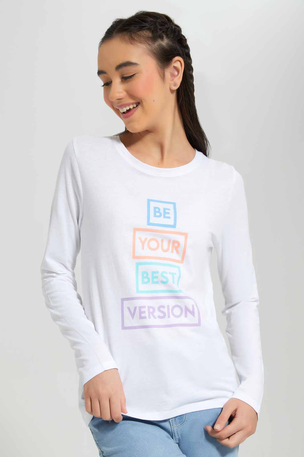 Redtag-L/S-Placement-Print-Top-Category:T-Shirts,-Colour:White,-Deals:New-In,-Filter:Senior-Girls-(8-to-14-Yrs),-GSR-T-Shirts,-New-In-GSR-APL,-Non-Sale,-Section:Girls-(0-to-14Yrs),-TBL,-W22B-Senior-Girls-9 to 14 Years
