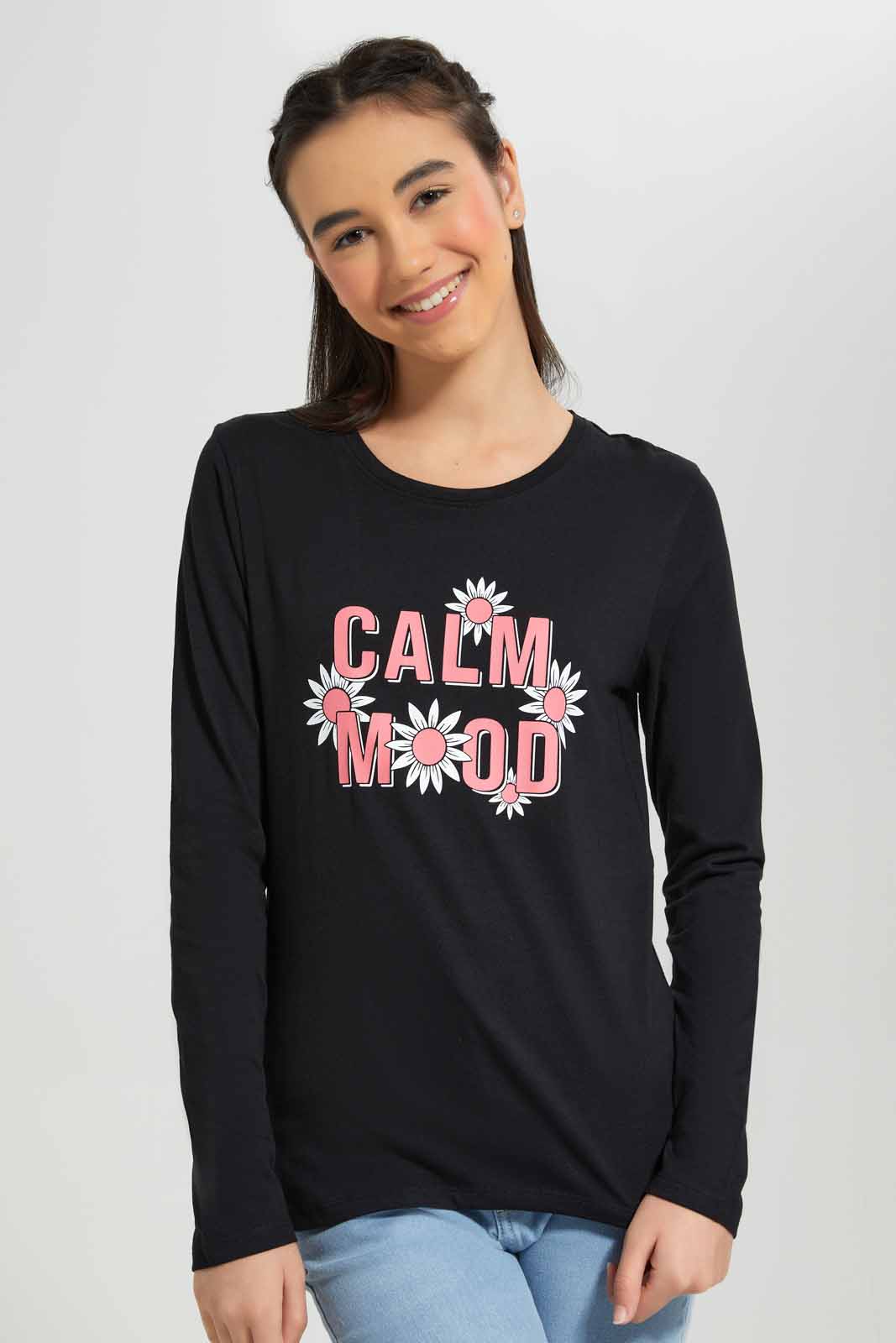 Redtag-L/S-Placement-Print-Top-Category:T-Shirts,-Colour:Black,-Deals:New-In,-Filter:Senior-Girls-(8-to-14-Yrs),-GSR-T-Shirts,-New-In-GSR-APL,-Non-Sale,-Section:Girls-(0-to-14Yrs),-TBL,-W22B-Senior-Girls-9 to 14 Years