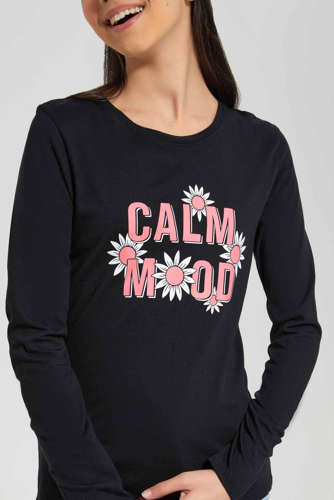 Redtag-L/S-Placement-Print-Top-Category:T-Shirts,-Colour:Black,-Deals:New-In,-Filter:Senior-Girls-(8-to-14-Yrs),-GSR-T-Shirts,-New-In-GSR-APL,-Non-Sale,-Section:Girls-(0-to-14Yrs),-TBL,-W22B-Senior-Girls-9 to 14 Years