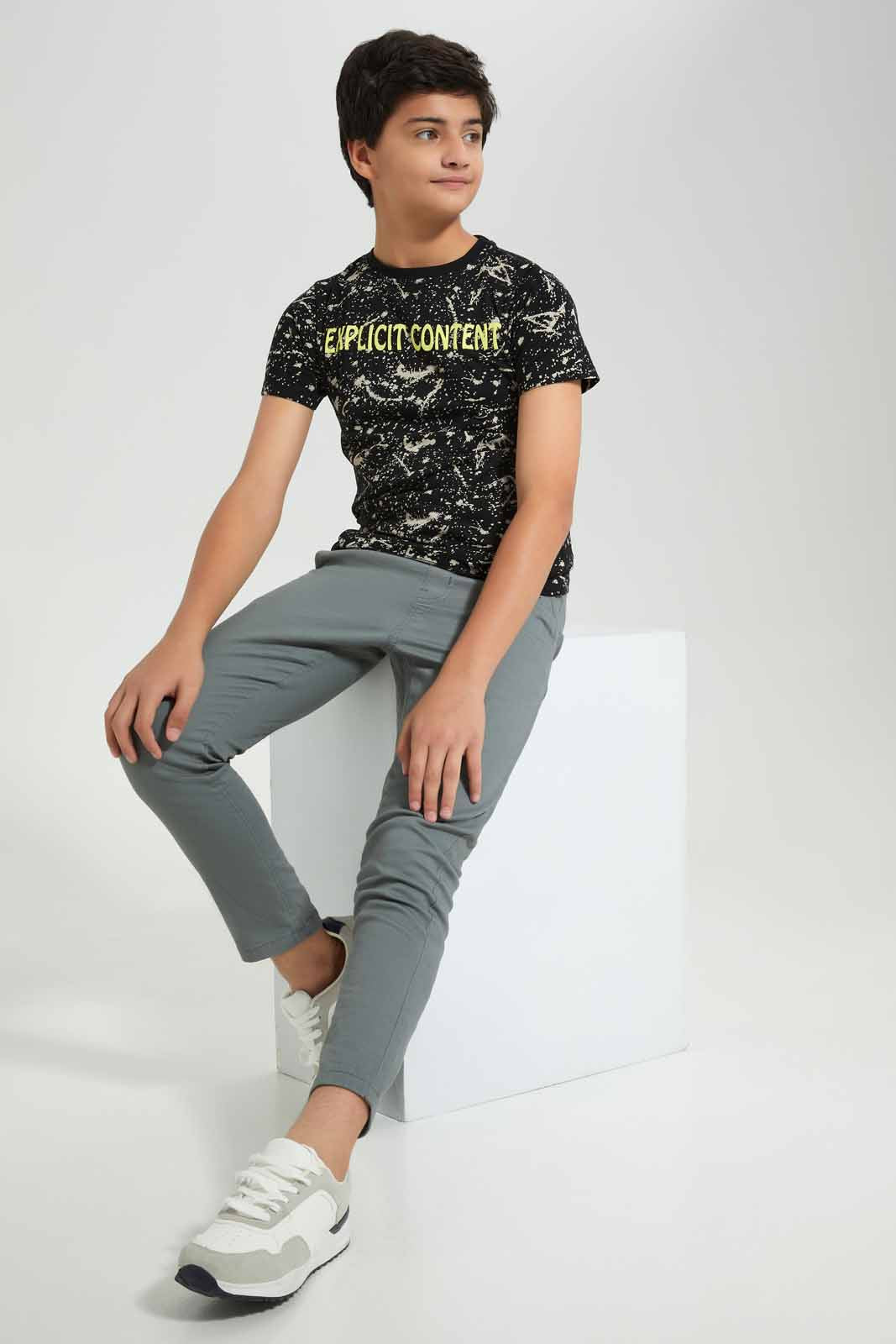 Redtag-Black-Splatter-Money-Edition-Tee-BSR-T-Shirts,-Category:T-Shirts,-Colour:Black,-Deals:New-In,-Filter:Senior-Boys-(8-to-14-Yrs),-New-In-BSR-APL,-Non-Sale,-Section:Boys-(0-to-14Yrs),-W22A-Senior-Boys-9 to 14 Years